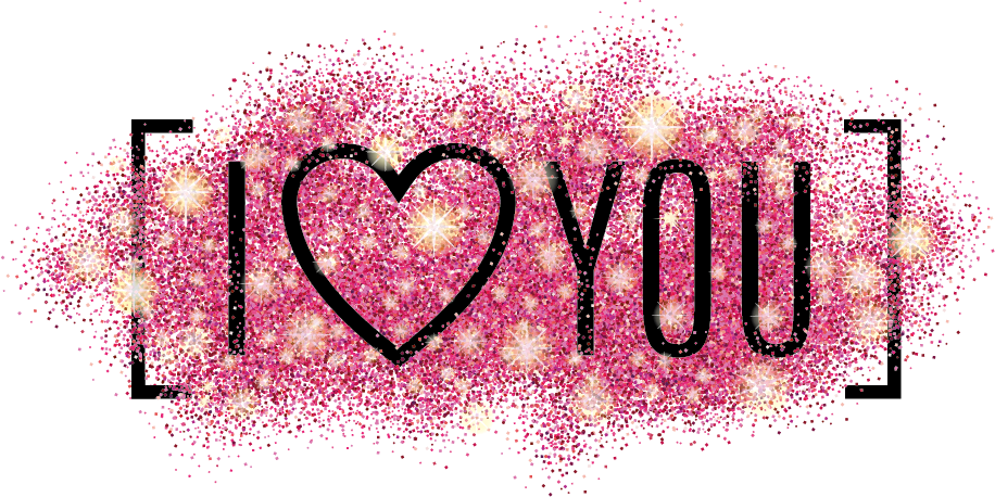 キラキラピンクのI Love Youグラフィック 壁紙