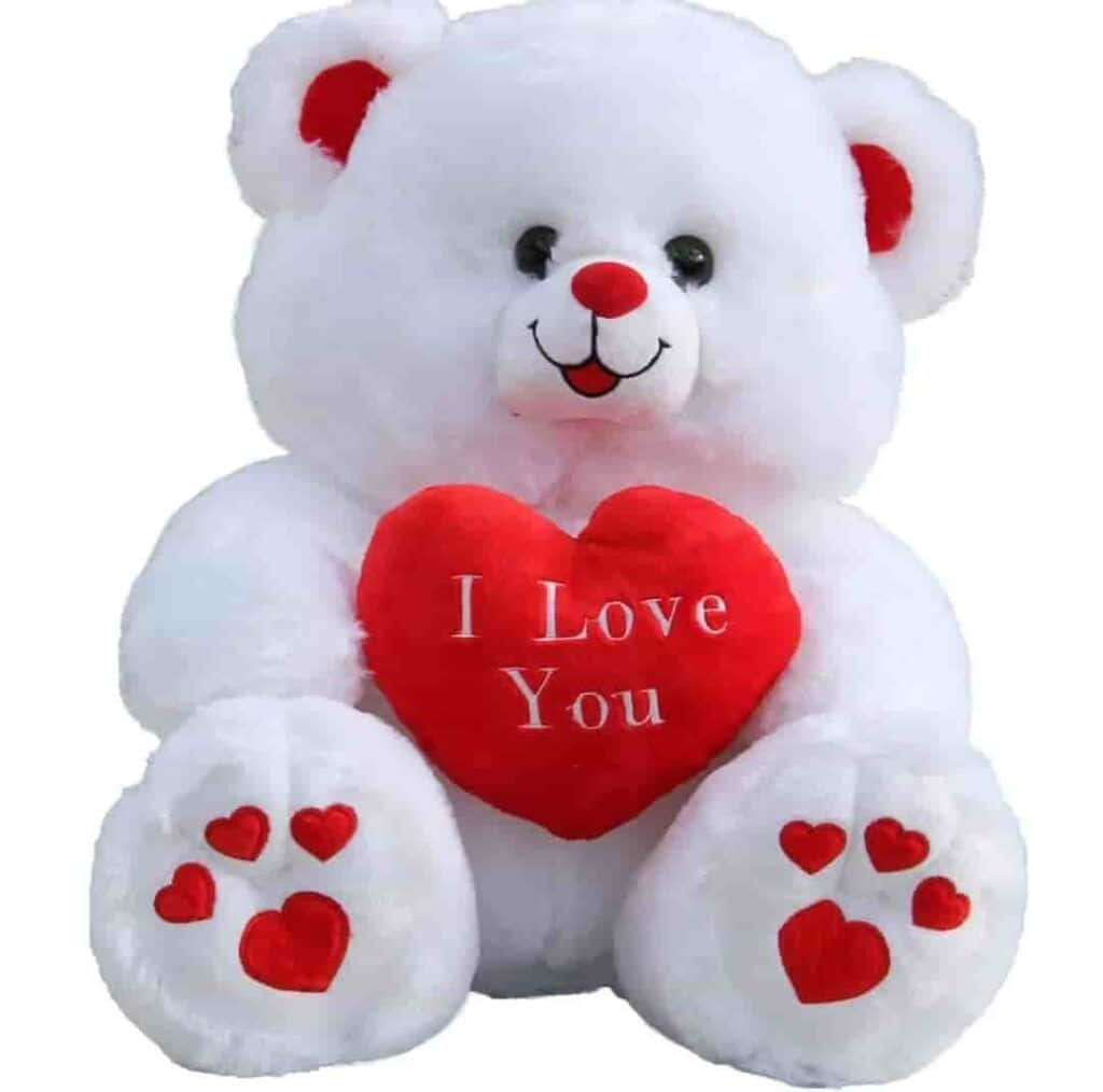 白いクマの「I LOVE YOU」写真 壁紙