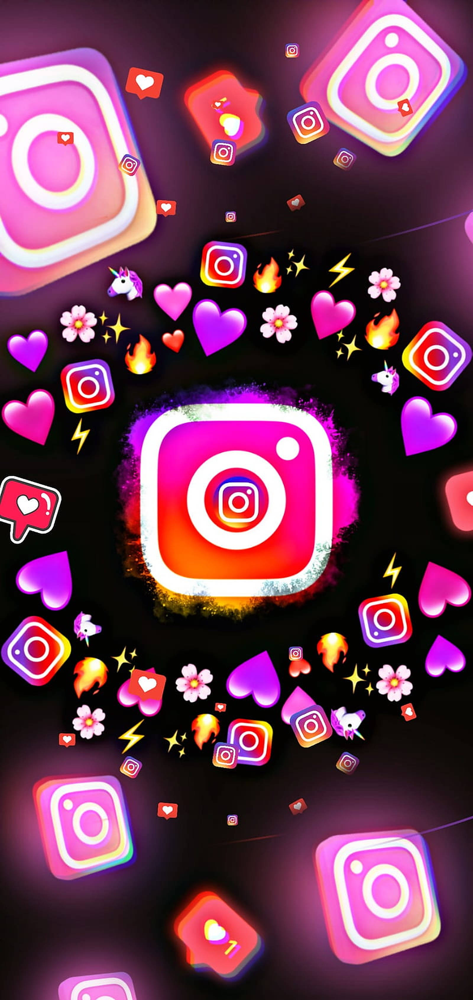 Instagramアイコンと絵文字 壁紙