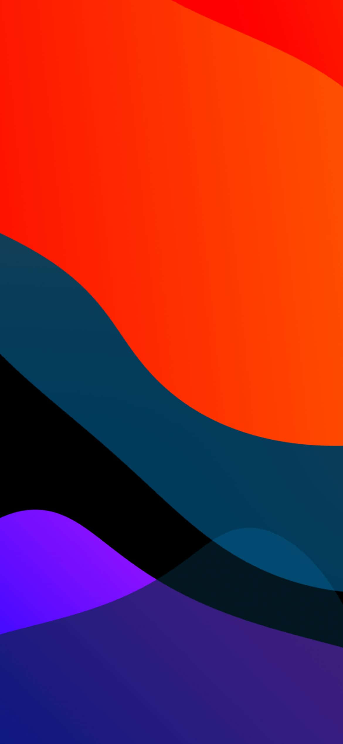 iOS 13 オレンジ＆ブルー背景 壁紙