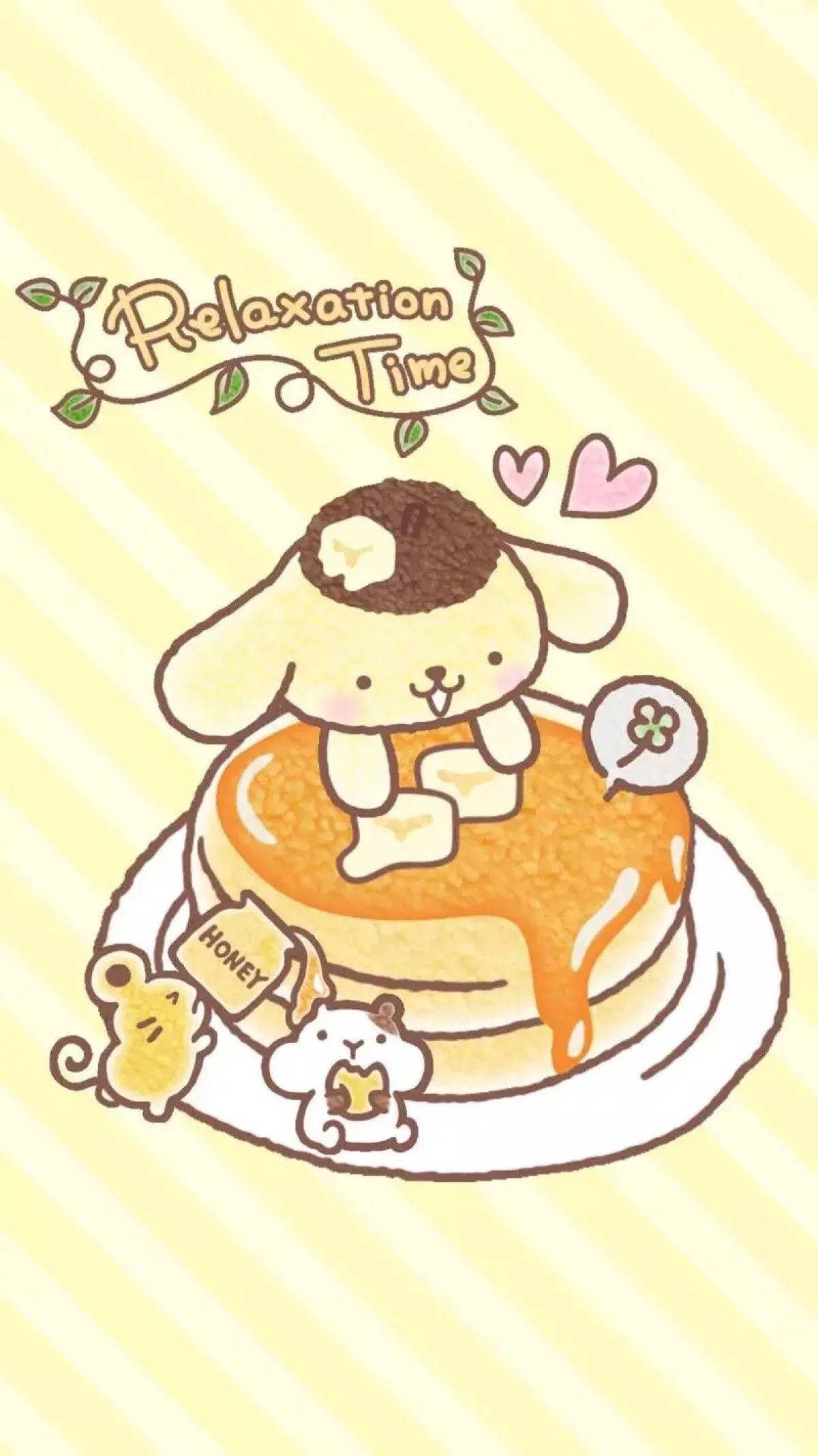 パンケーキを楽しむポムポムプリン - かわいいiPad壁紙 壁紙