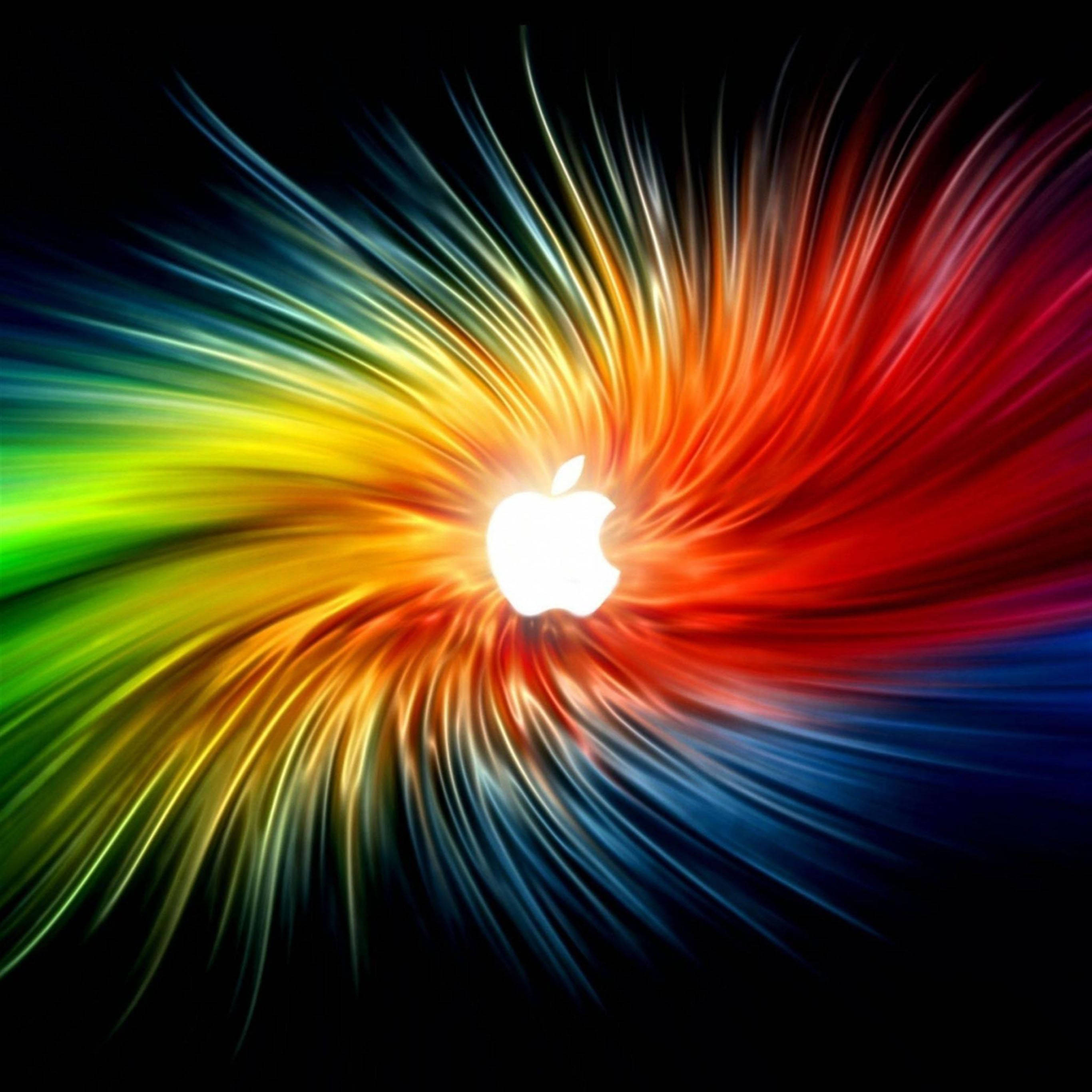 虹色の布地にアップルロゴのiPad Pro壁紙 壁紙