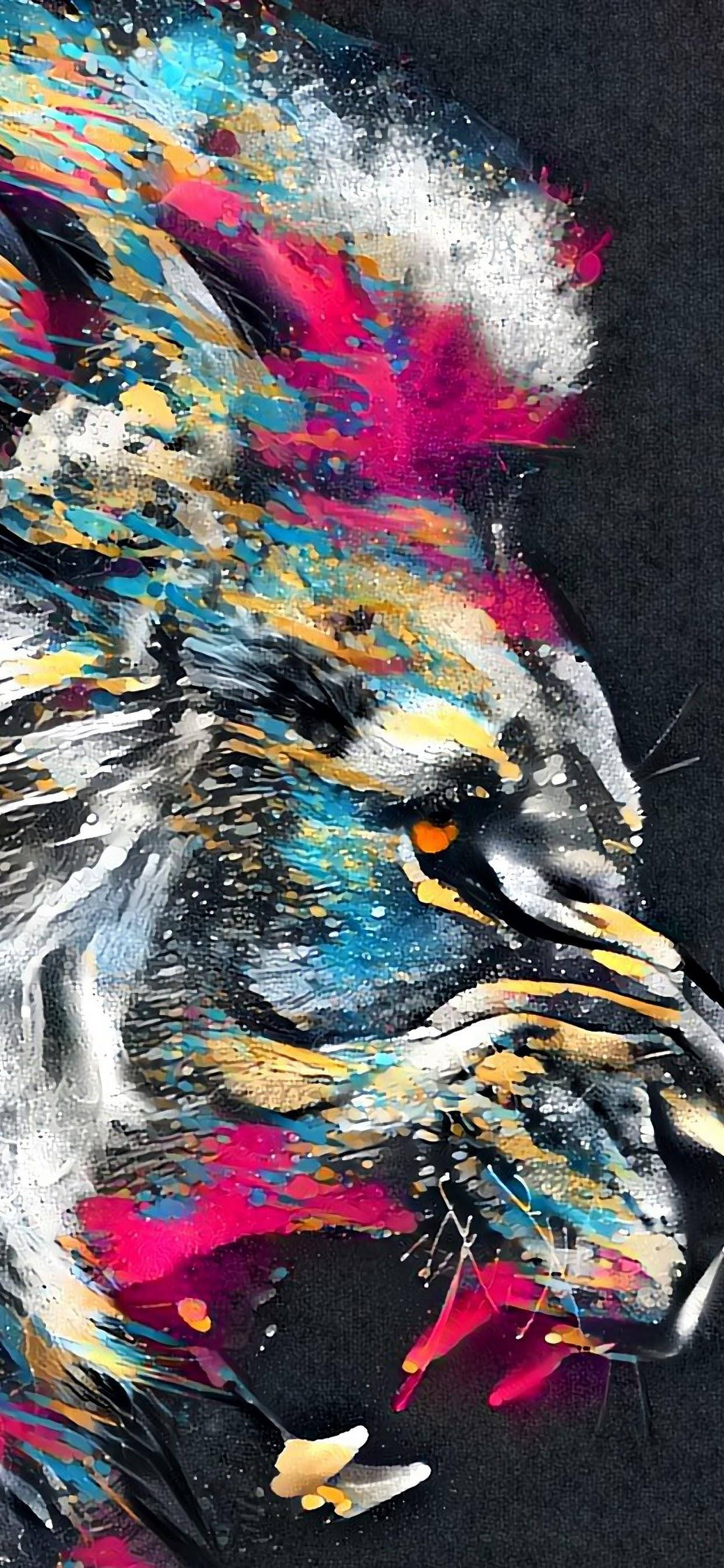 iPhone 11 Pro Max ライオンの絵画 壁紙