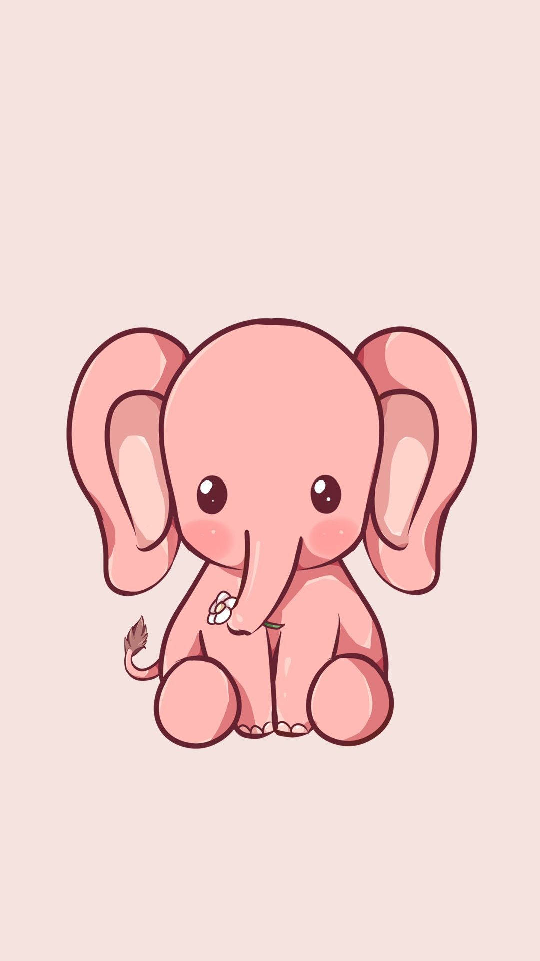 かわいいベビーピンクのゾウ iPhone 壁紙