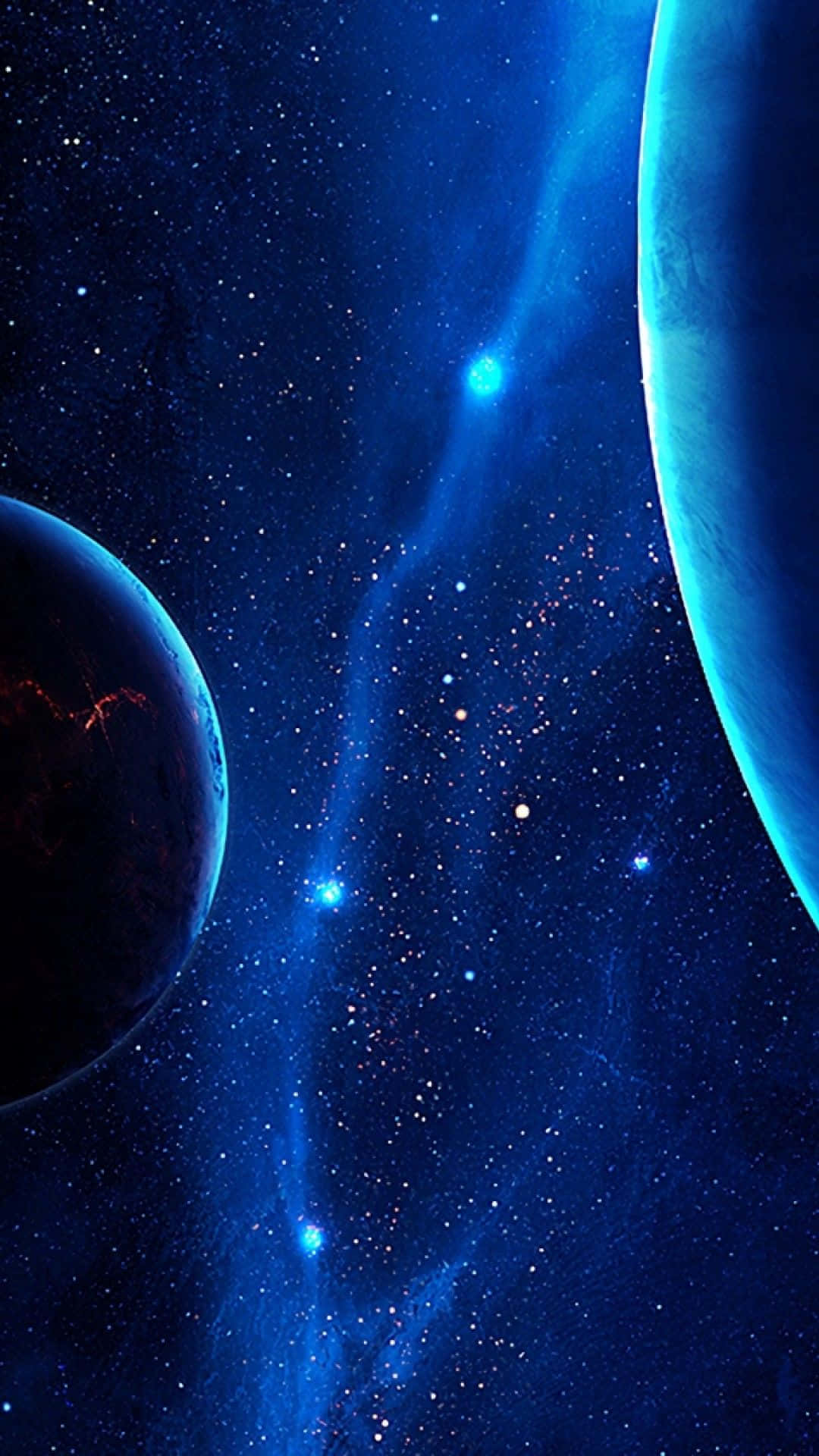 青い宇宙にきらめく星々のiPhone壁紙 壁紙
