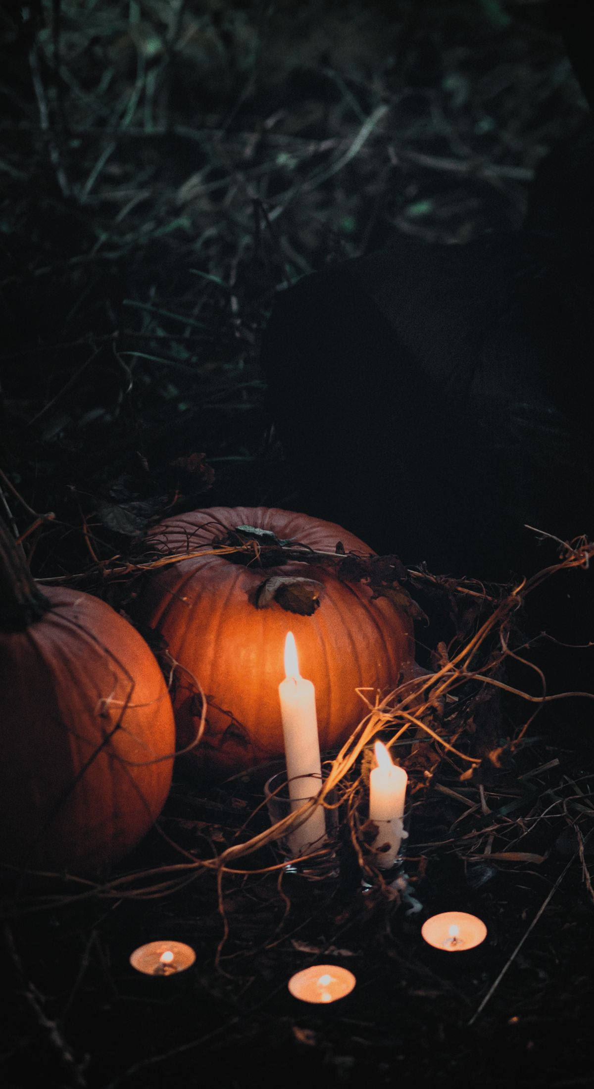 パンプキンとキャンドルのハロウィンiPhone 壁紙