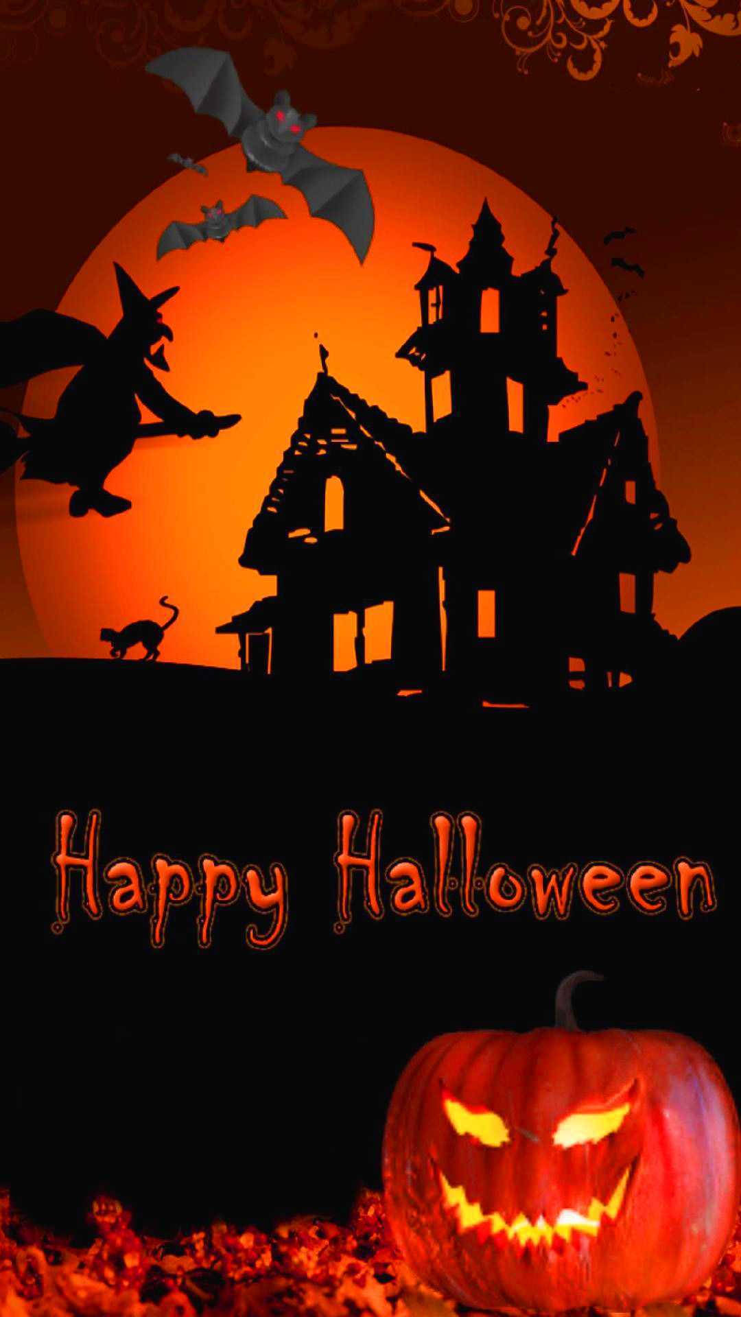 ハロウィンのお化け屋敷 iPhone 壁紙