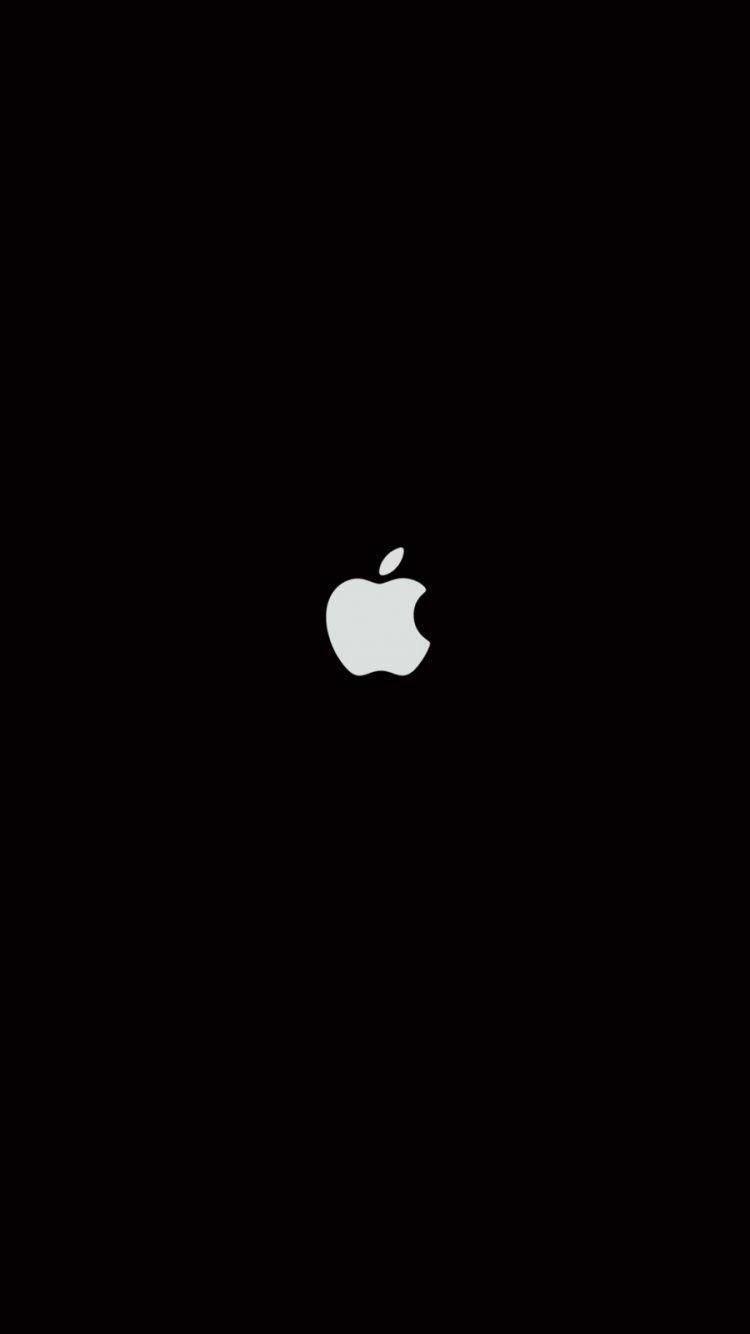 白いリンゴマーク 無地ブラックiPhone 壁紙