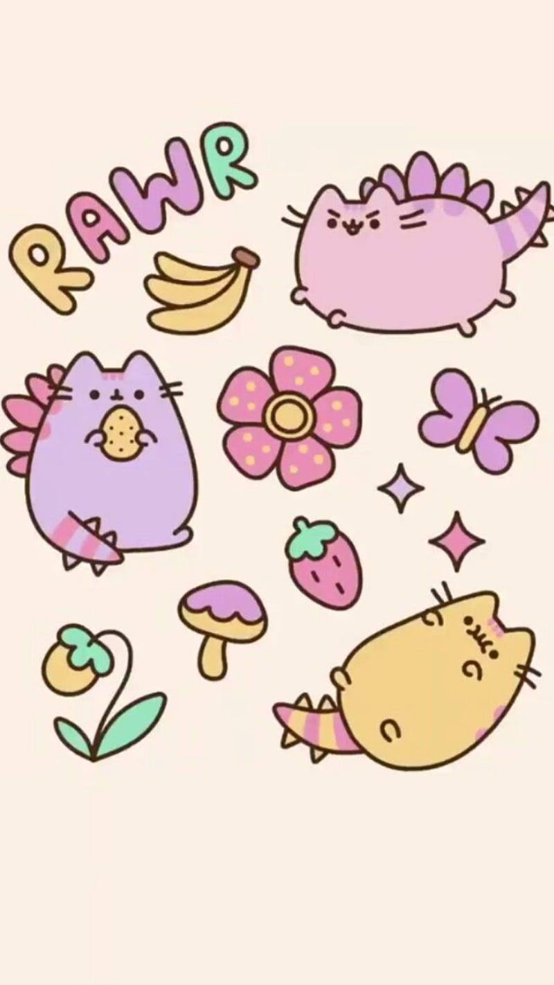 カラフルなプシーンダイノかわいいiPhone 壁紙