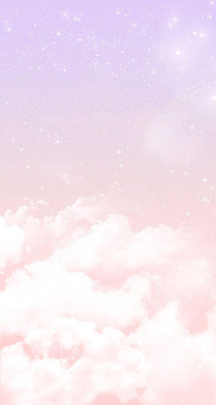 iPhoneピンクの美的キラキラ雲 壁紙