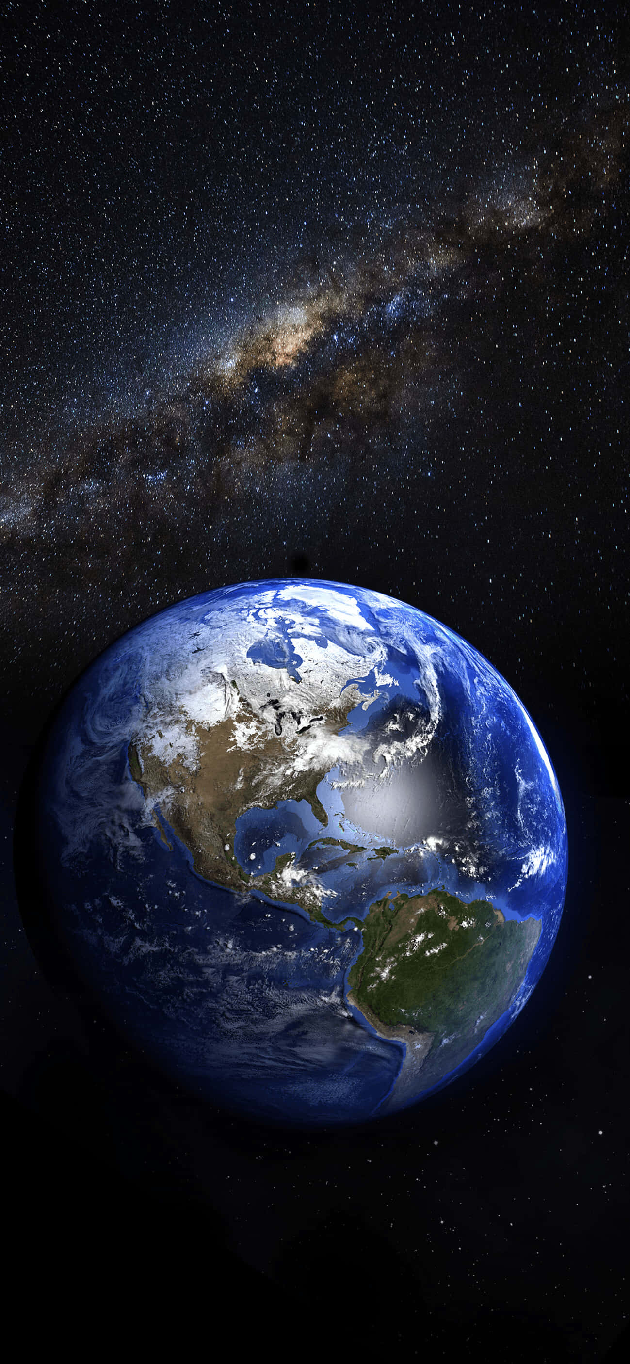 iPhone 地球と銀河の星々 壁紙