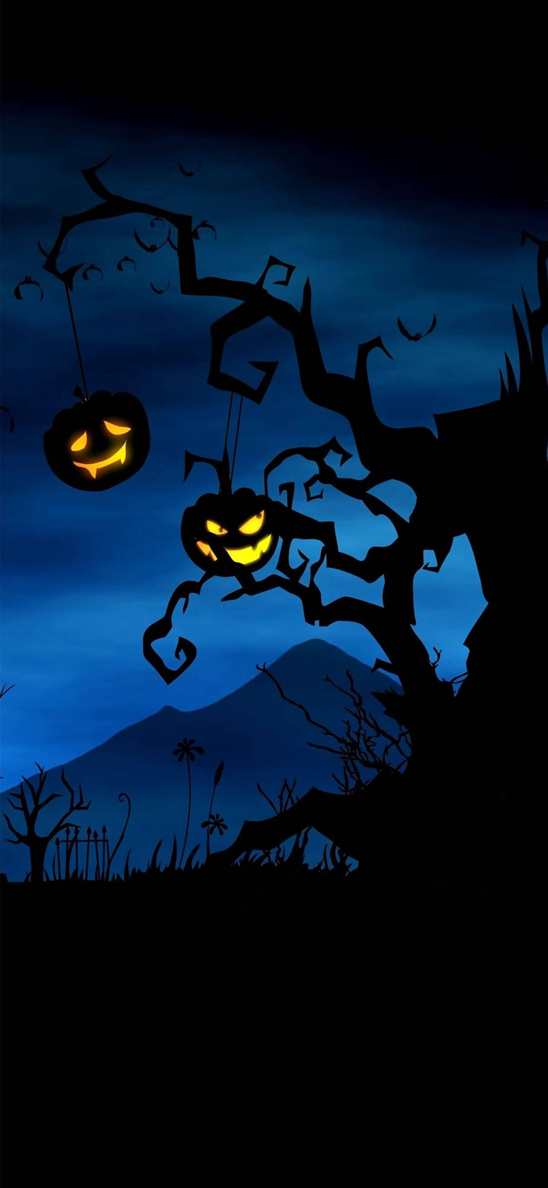 ハロウィンの幽霊森 iPhone 壁紙