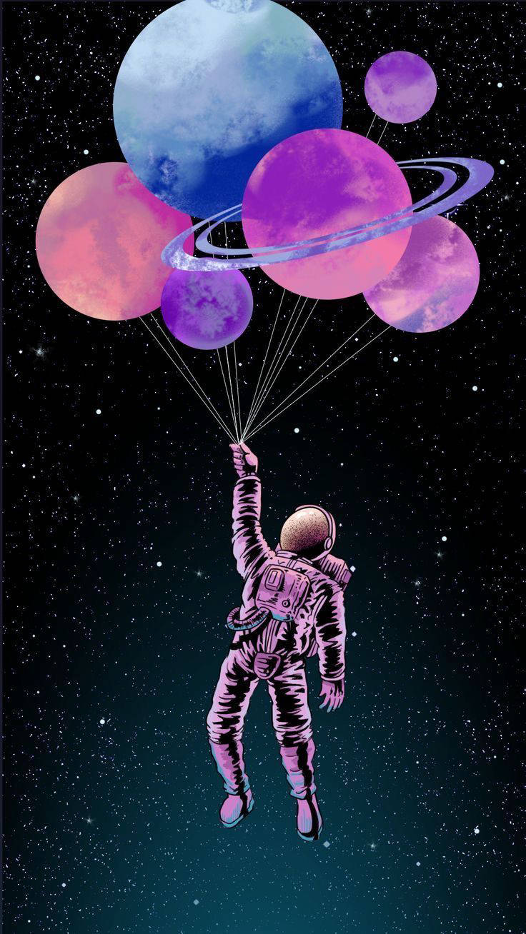美しい飛行する宇宙飛行士のiPhone壁紙 壁紙