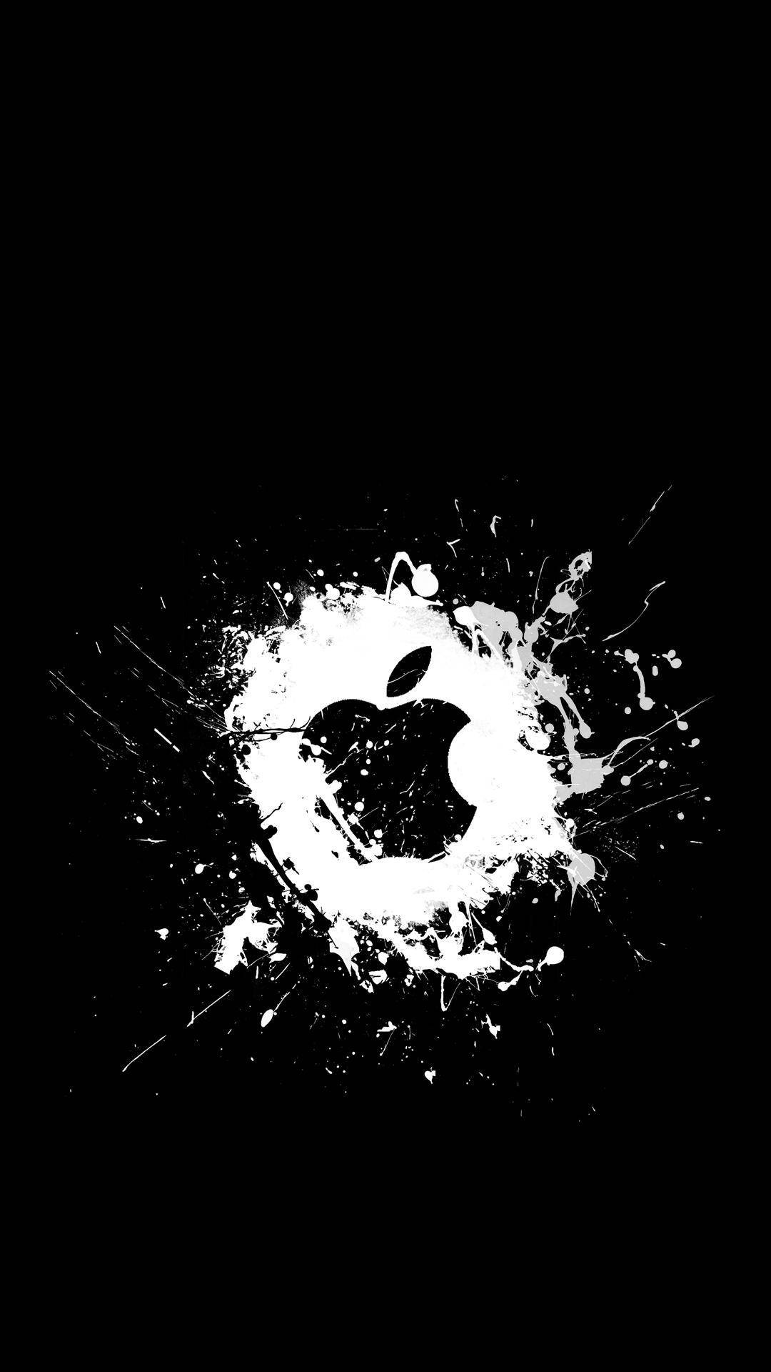 ホワイトスプラッシュ ブラックアップルロゴ iPhone 壁紙