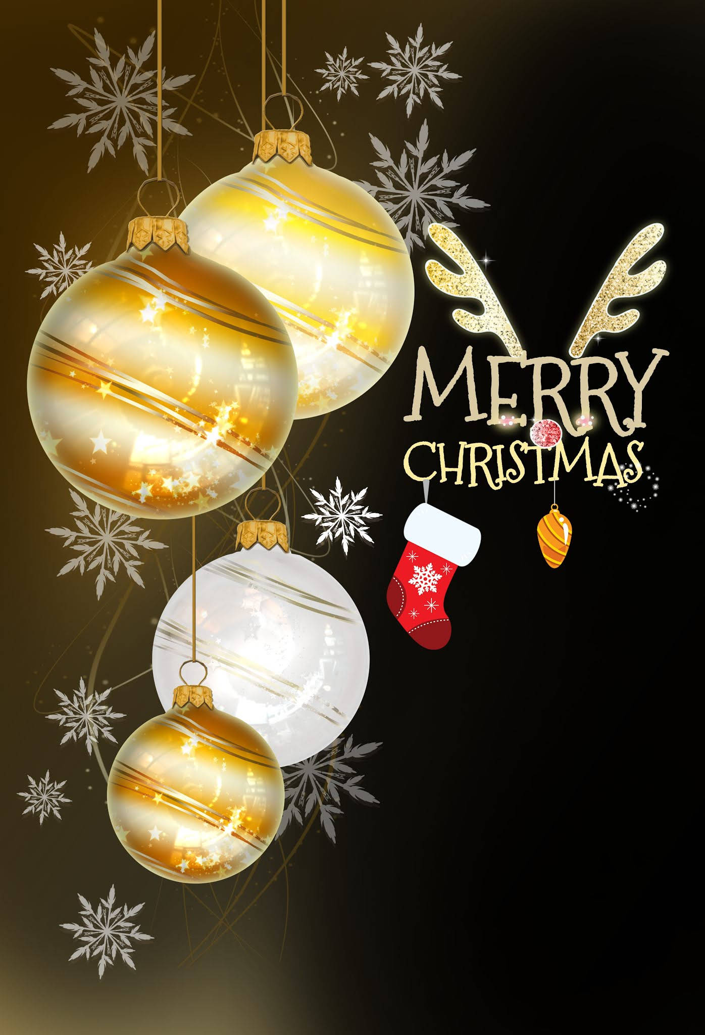 ゴールドのクリスマスボール iPhone 壁紙