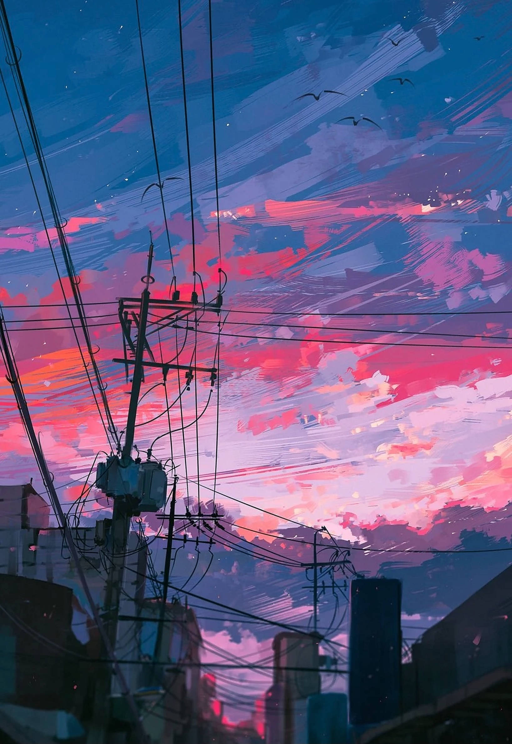 洗練されたピンクの夕焼けの美学｜iPhone壁紙 壁紙