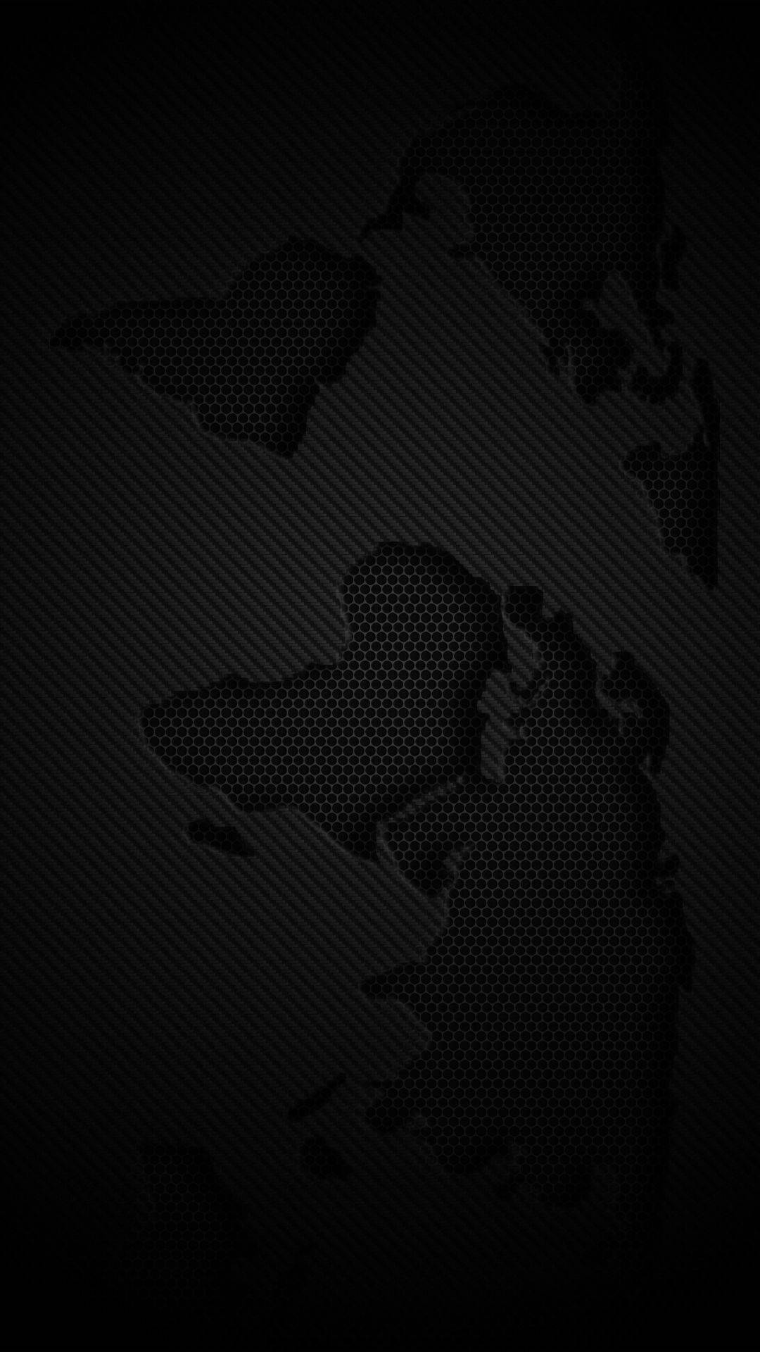 六角形の世界地図 ソリッドブラック iPhone 壁紙