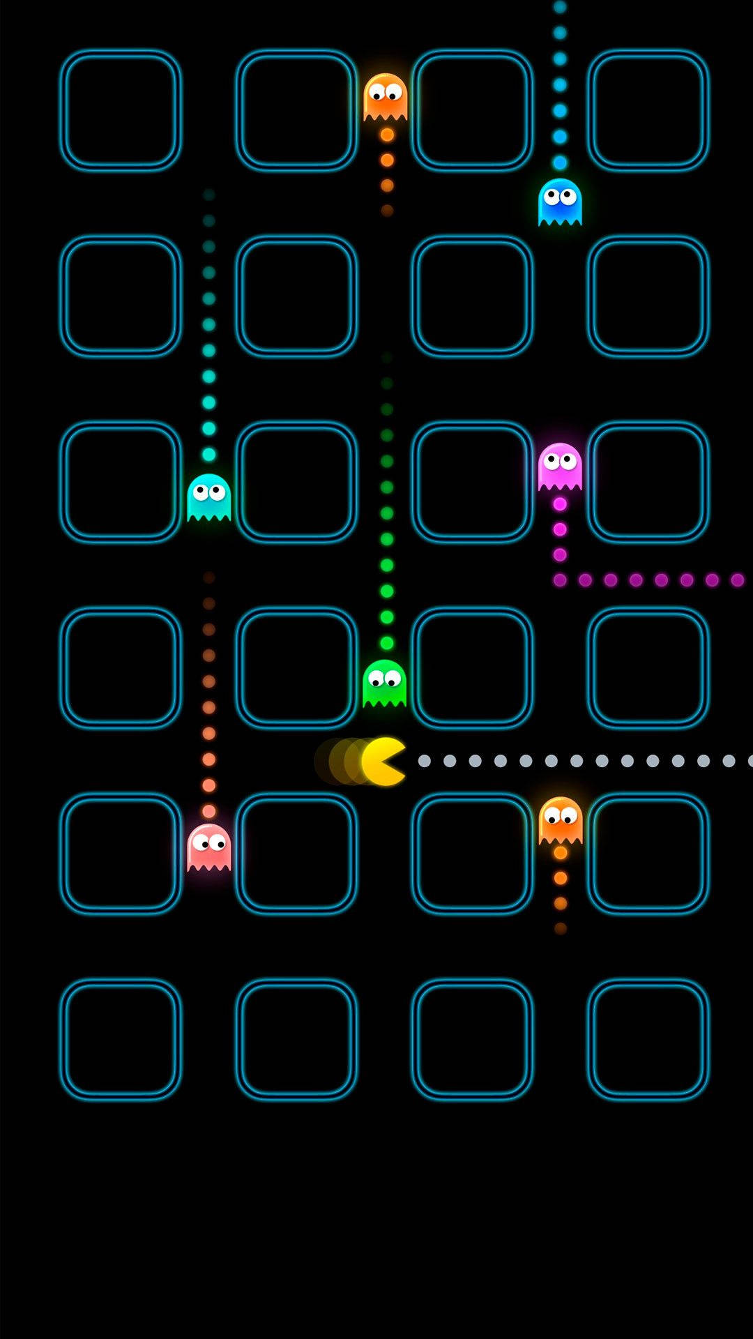 iPhoneゲーム パックマンがゴーストを食べる 壁紙