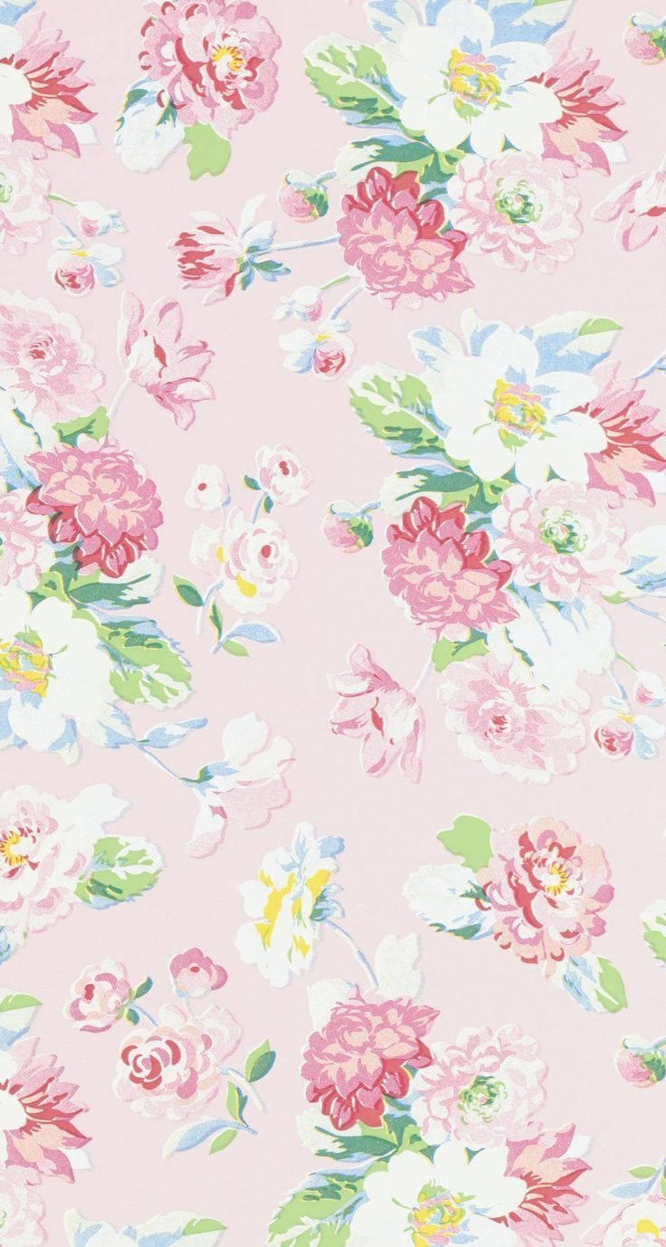 白とピンクの花 フローラル iPhone 壁紙