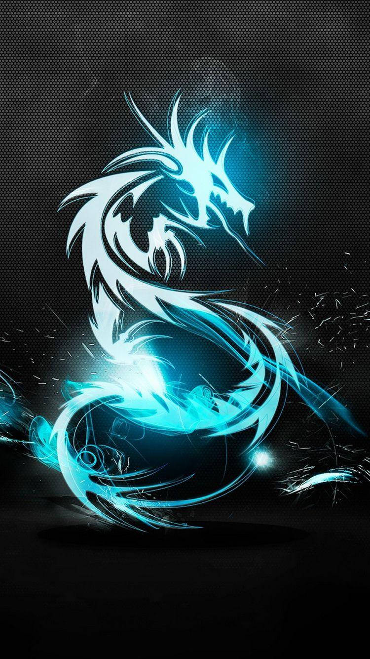 シルバーとブルーのドラゴン（iPhone用） 壁紙