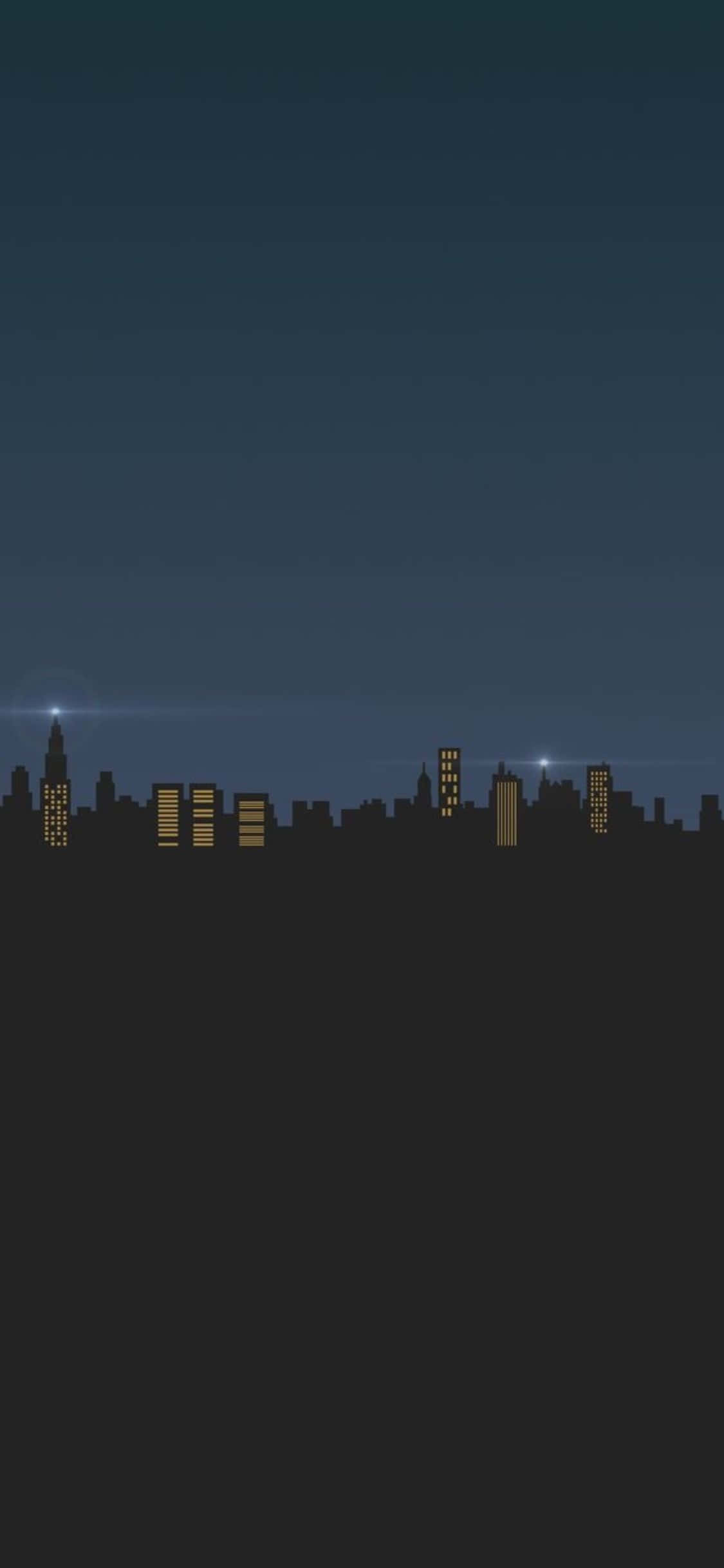 iPhone X ミニマル 夜の街背景 壁紙