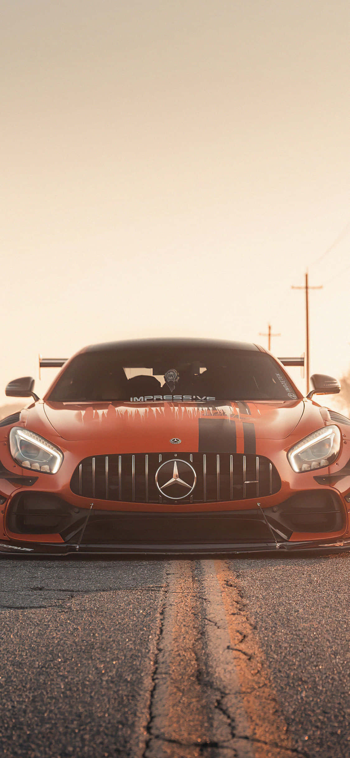 iPhone X AMG GT-R 背景 オレンジフロント AMG GT 壁紙