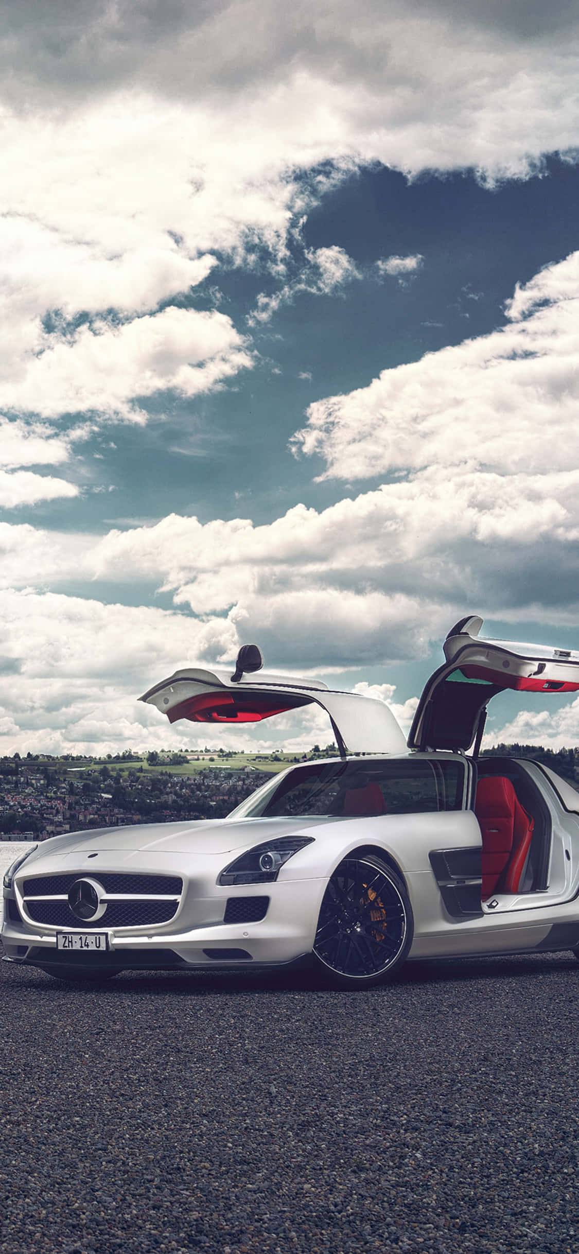 iPhone X AMG GT-R 背景 開いたドア SLS AMG 壁紙