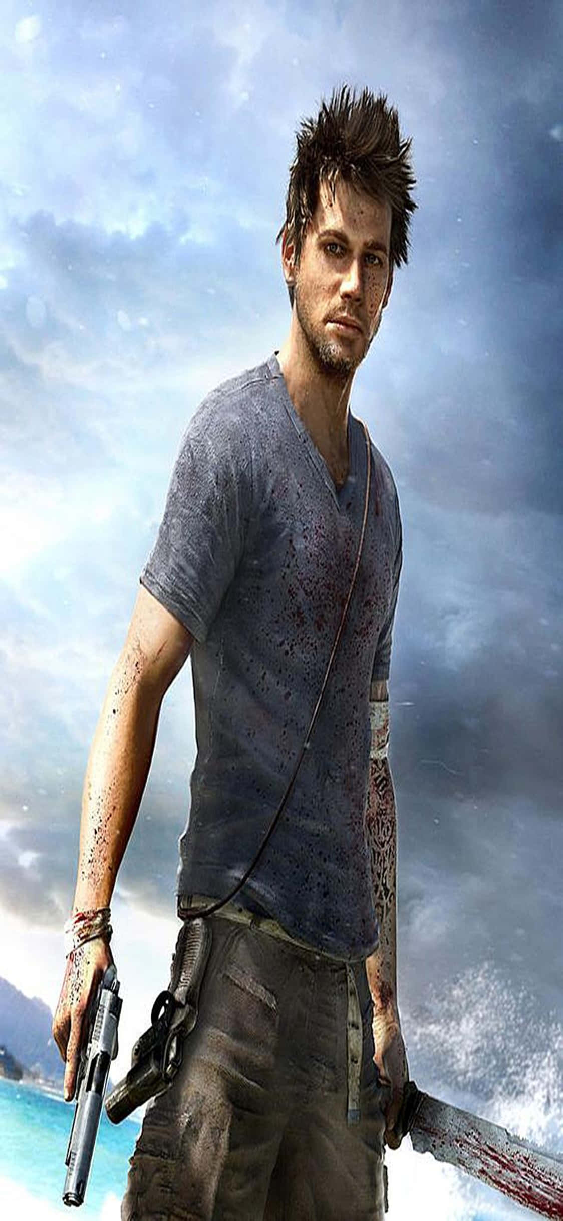 iPhone X Far Cry 3 ジェイソン・ブロディ マチェーテ背景 壁紙