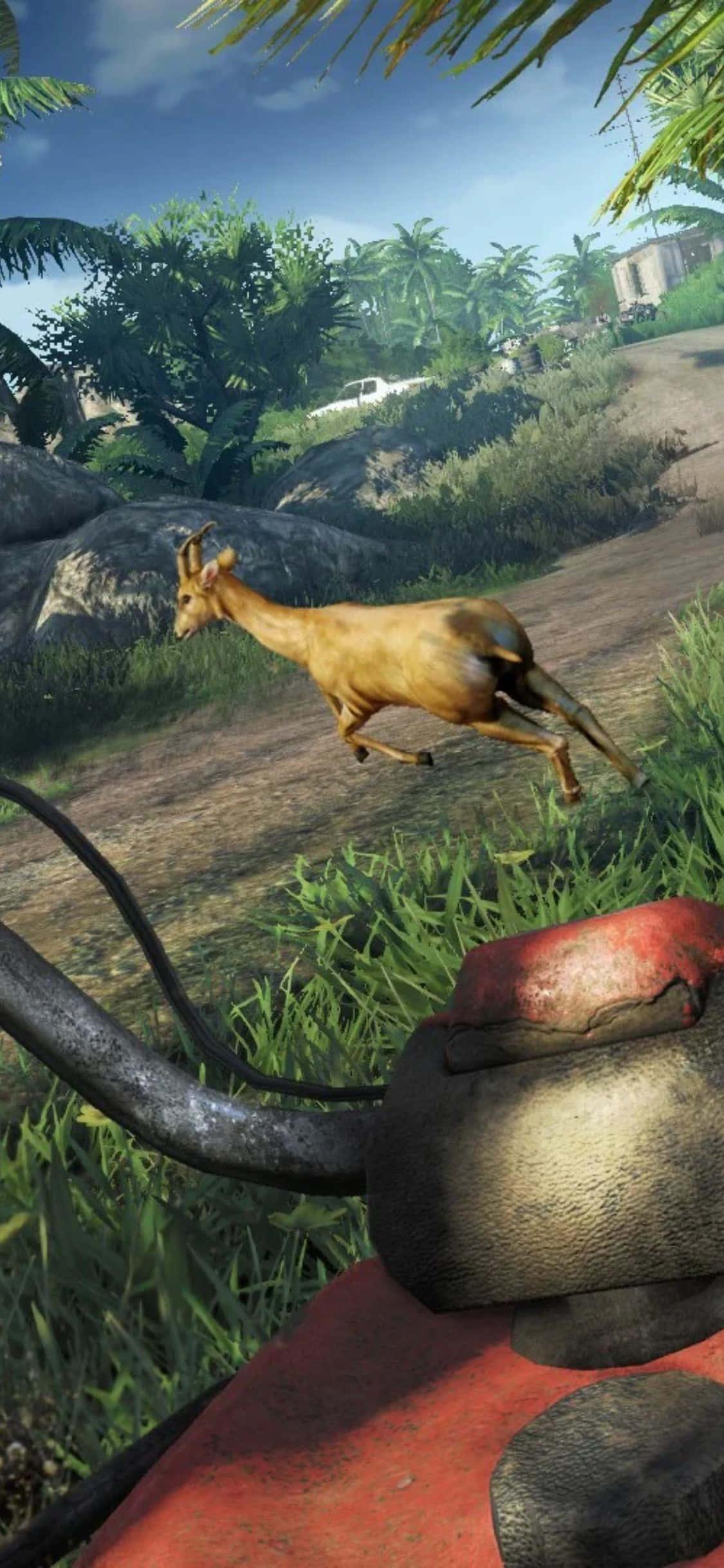 iPhone X Far Cry 3 鹿が走る背景 壁紙