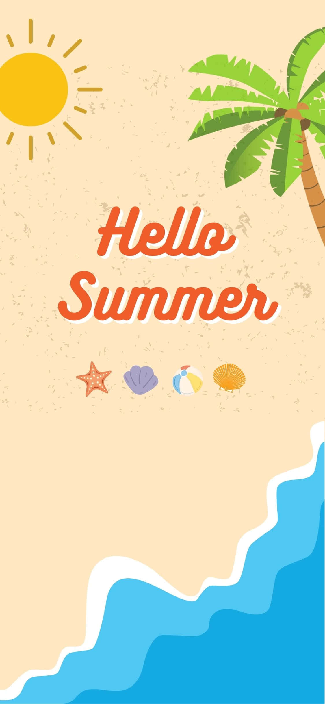 ビーチ俯瞰イラスト iPhone X 夏の背景 壁紙