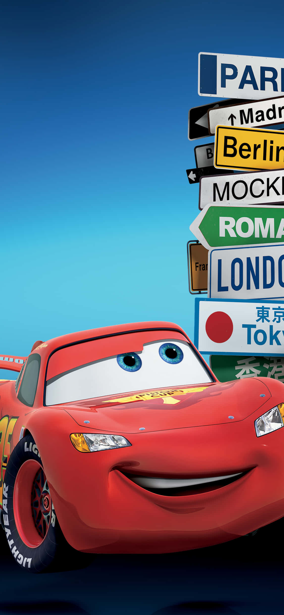 主人公ライトニングマックイーン iPhone X カーズ背景 壁紙