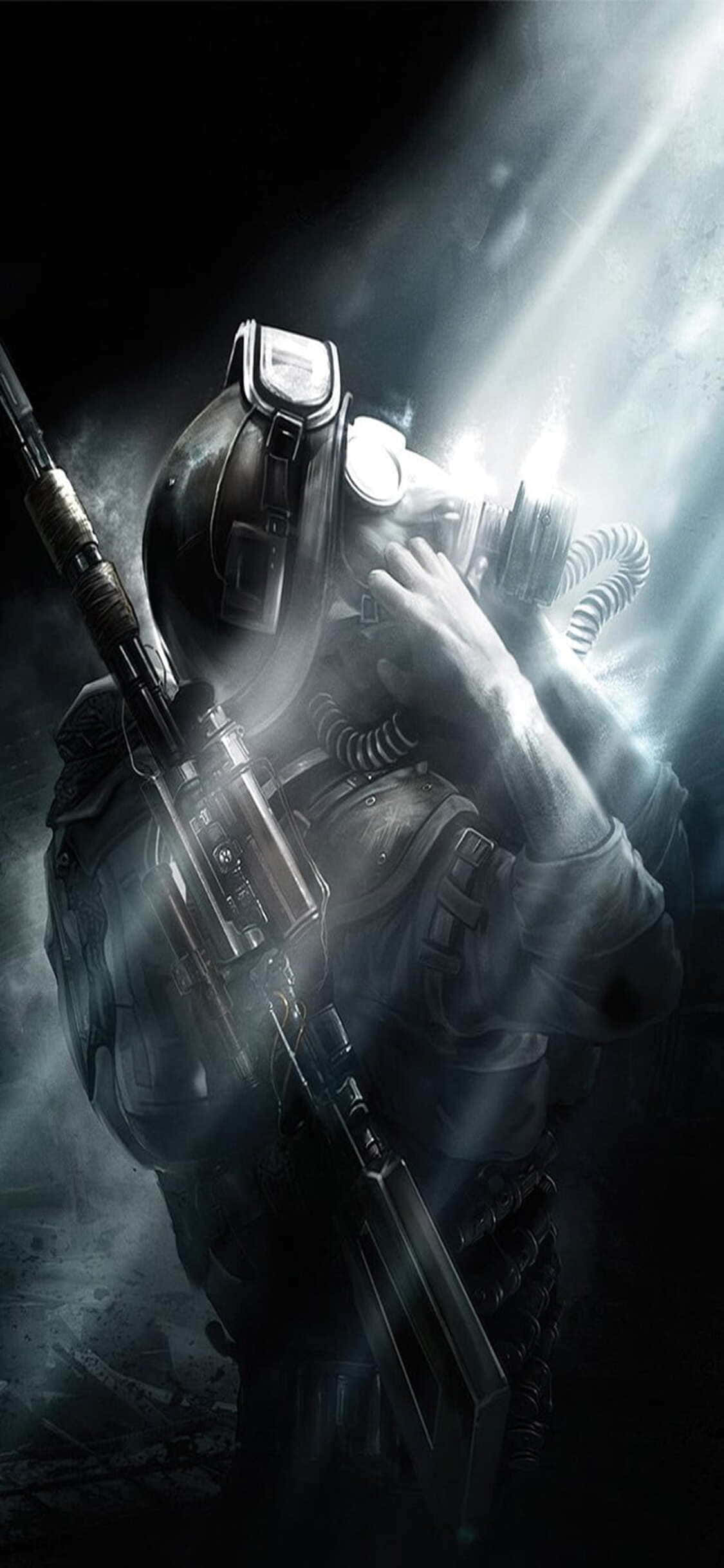 強い光を見つめる iPhone X Metro Last Light 背景 壁紙