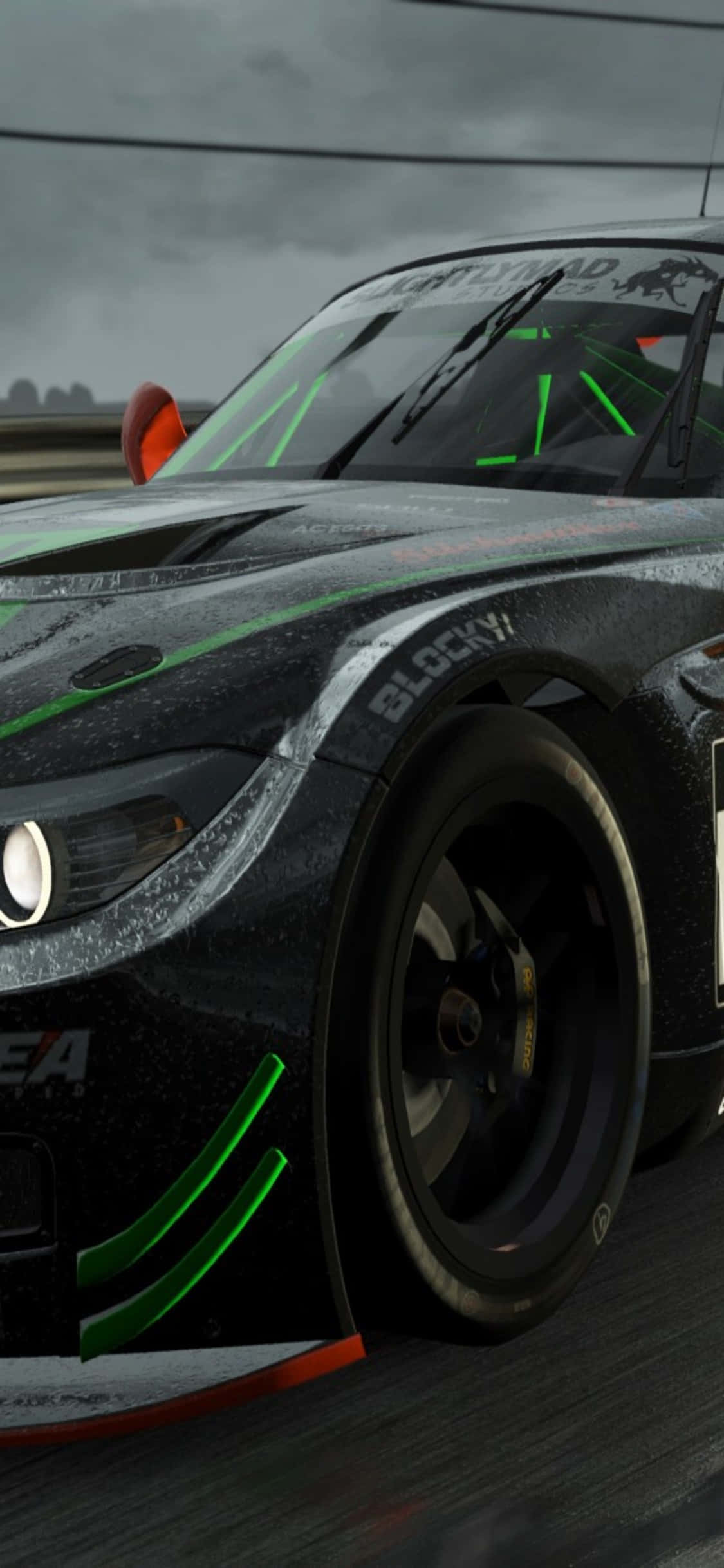 iPhone X Project Cars背景 光沢ブラック BMW Z4 GT3 (E89) 壁紙