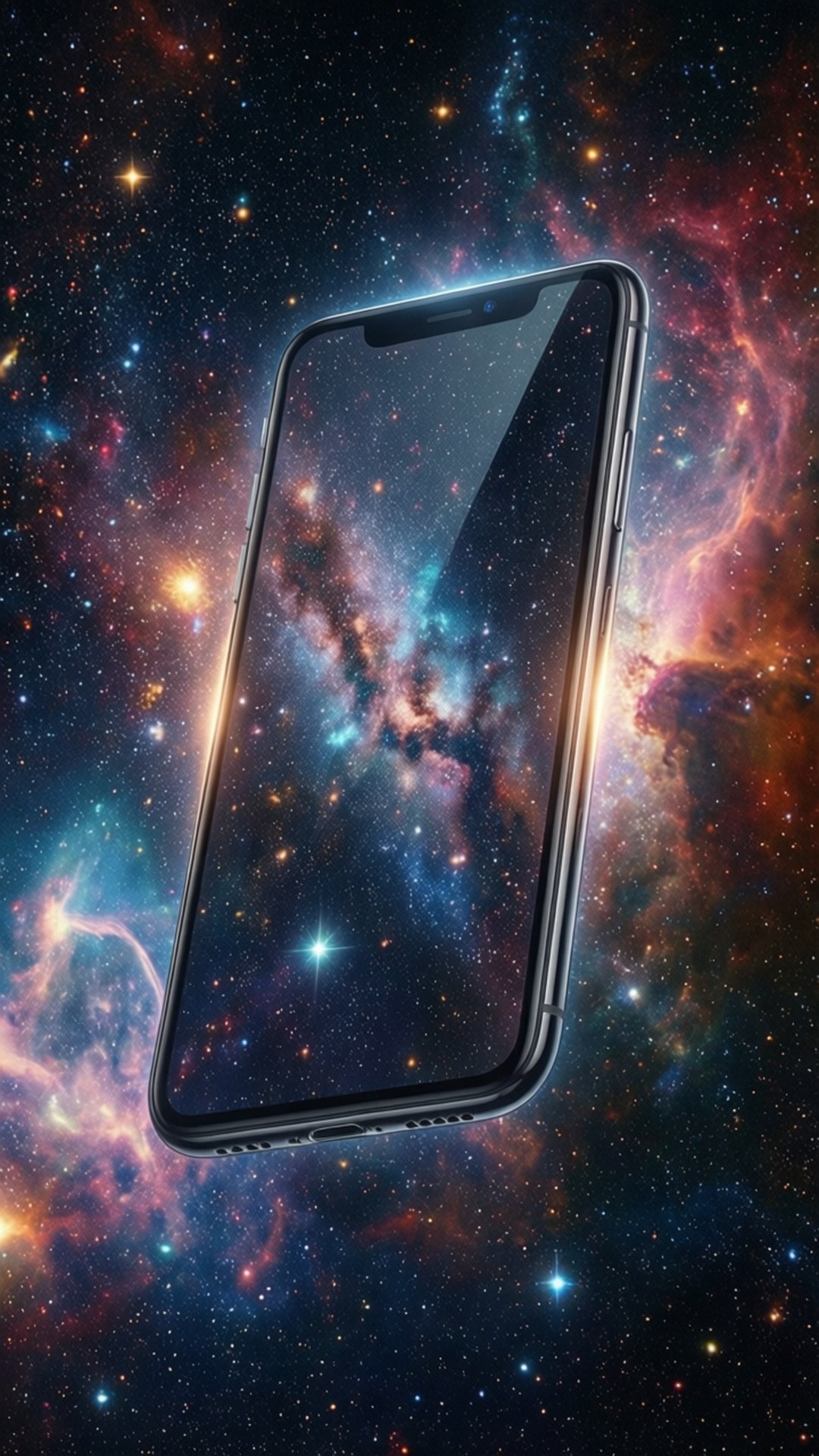 宇宙に浮かぶiPhone XR 壁紙