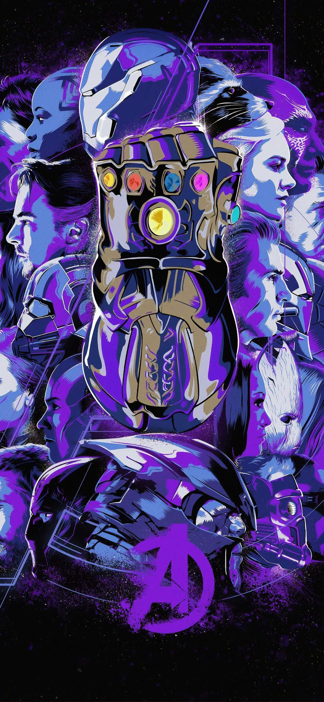 iPhone XS アベンジャーズ背景 サノスガントレットファンアート 壁紙