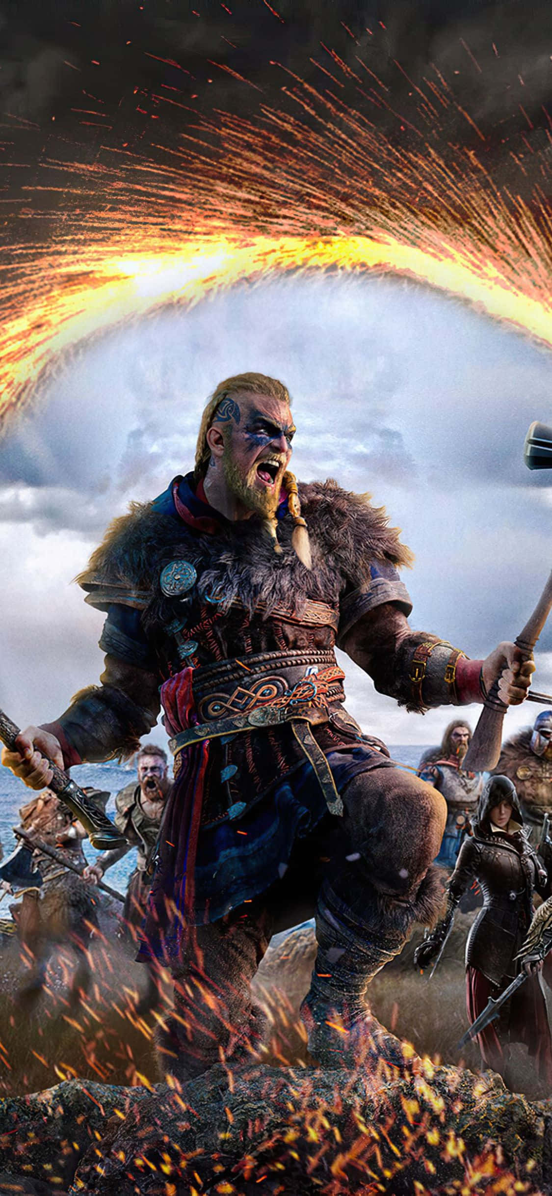 iPhone XS アサシン クリード ヴァルハラ 召喚されるエイヴォルの背景 壁紙
