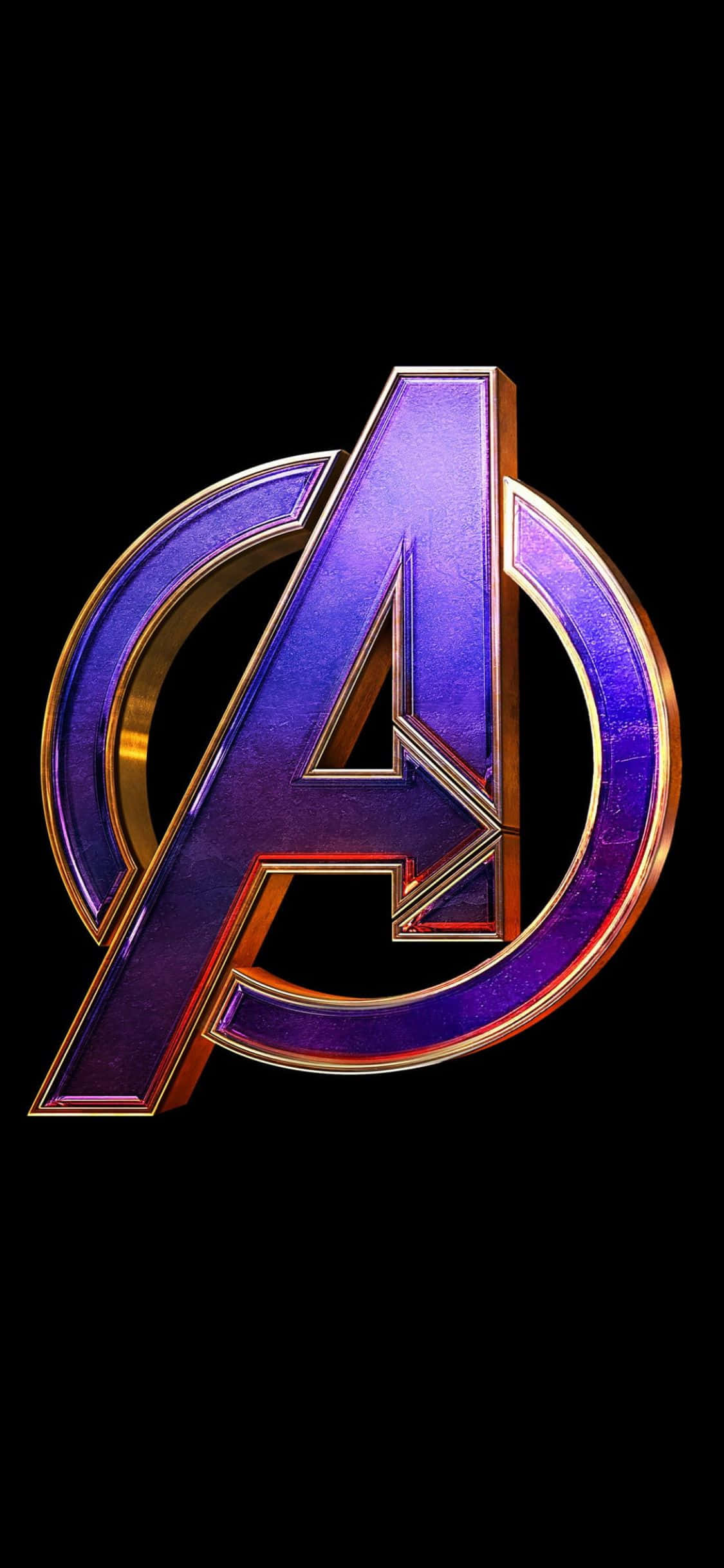 iPhone XS パープル アベンジャーズロゴ背景 壁紙