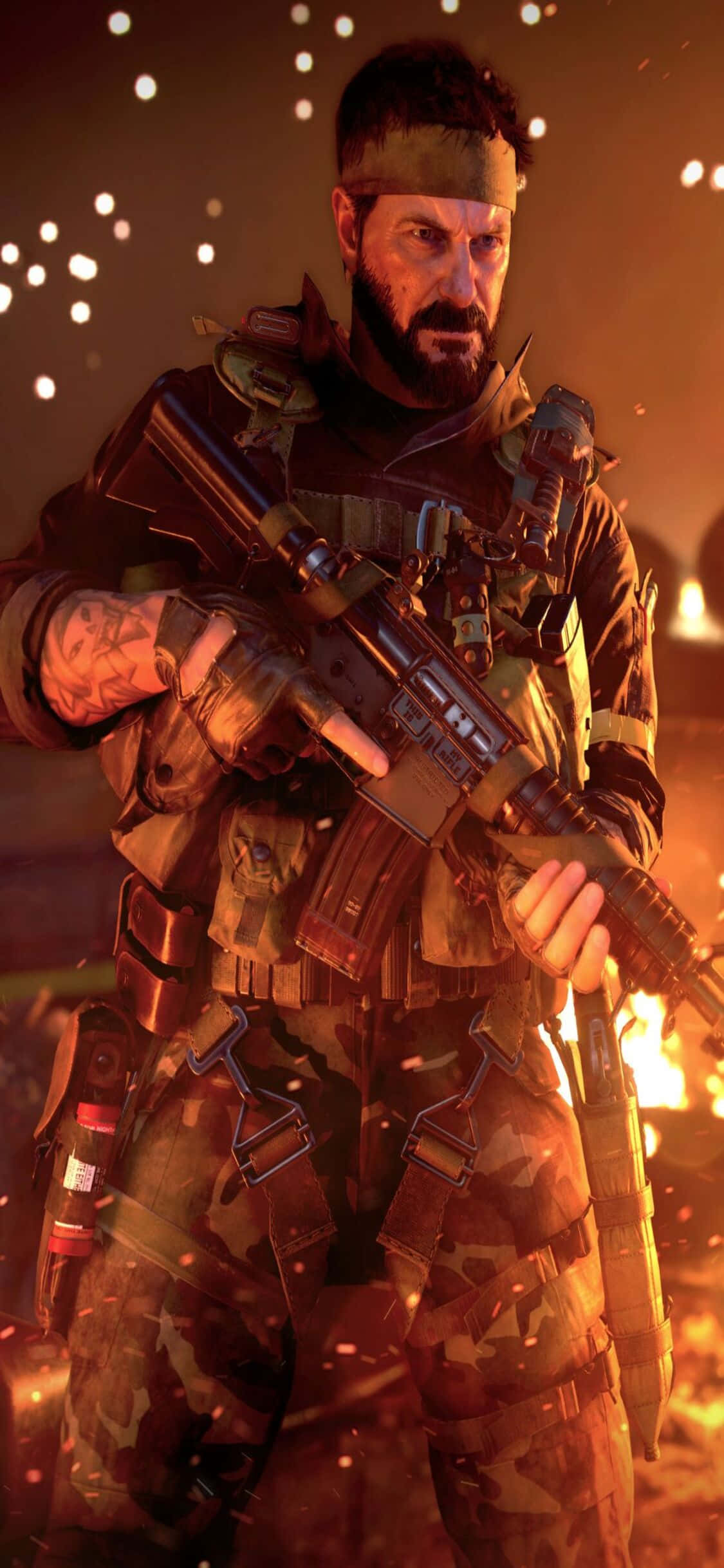 iPhone Xs Call of Duty Black Ops Cold War Woods 炎の背景 壁紙
