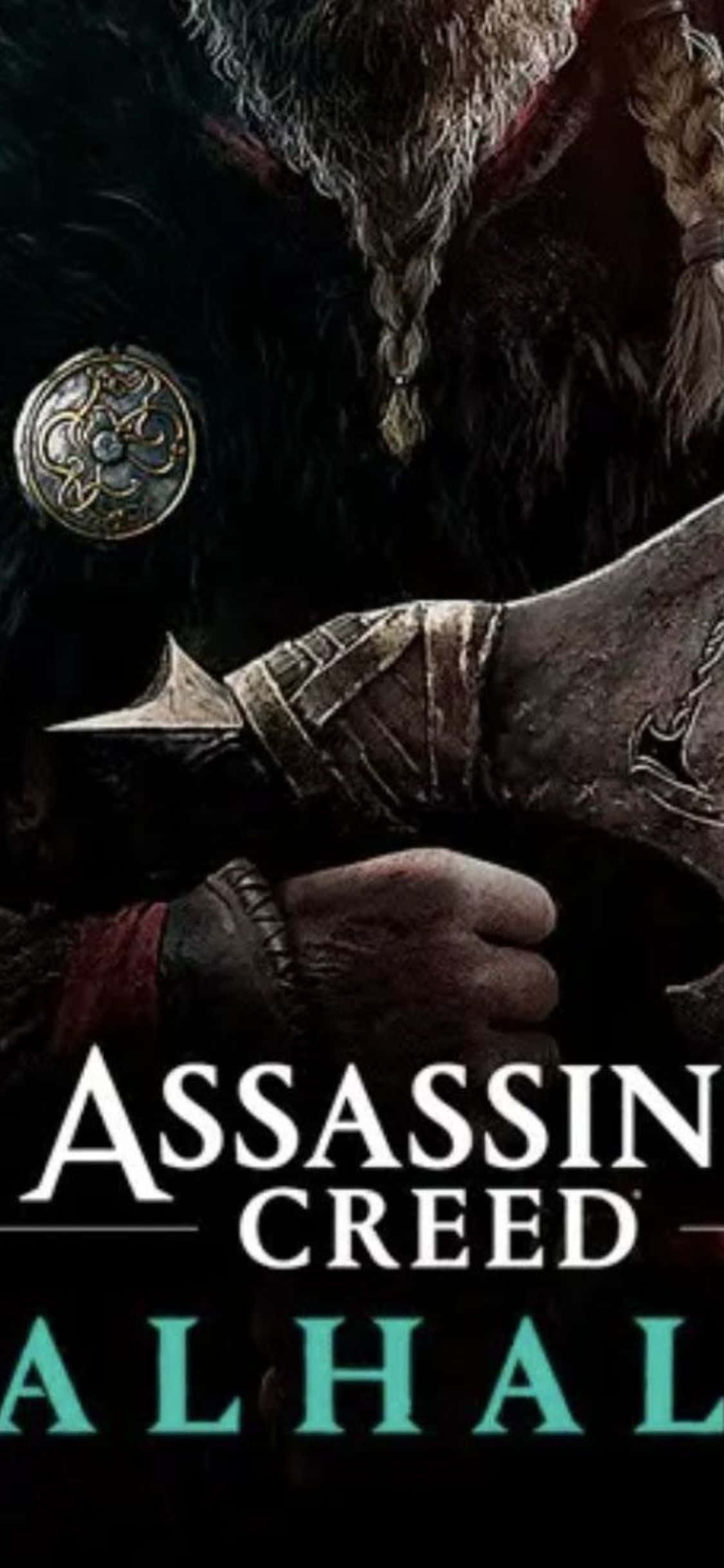 iPhone XS アサシン クリード ヴァルハラ ゲームタイトルポスター背景 壁紙