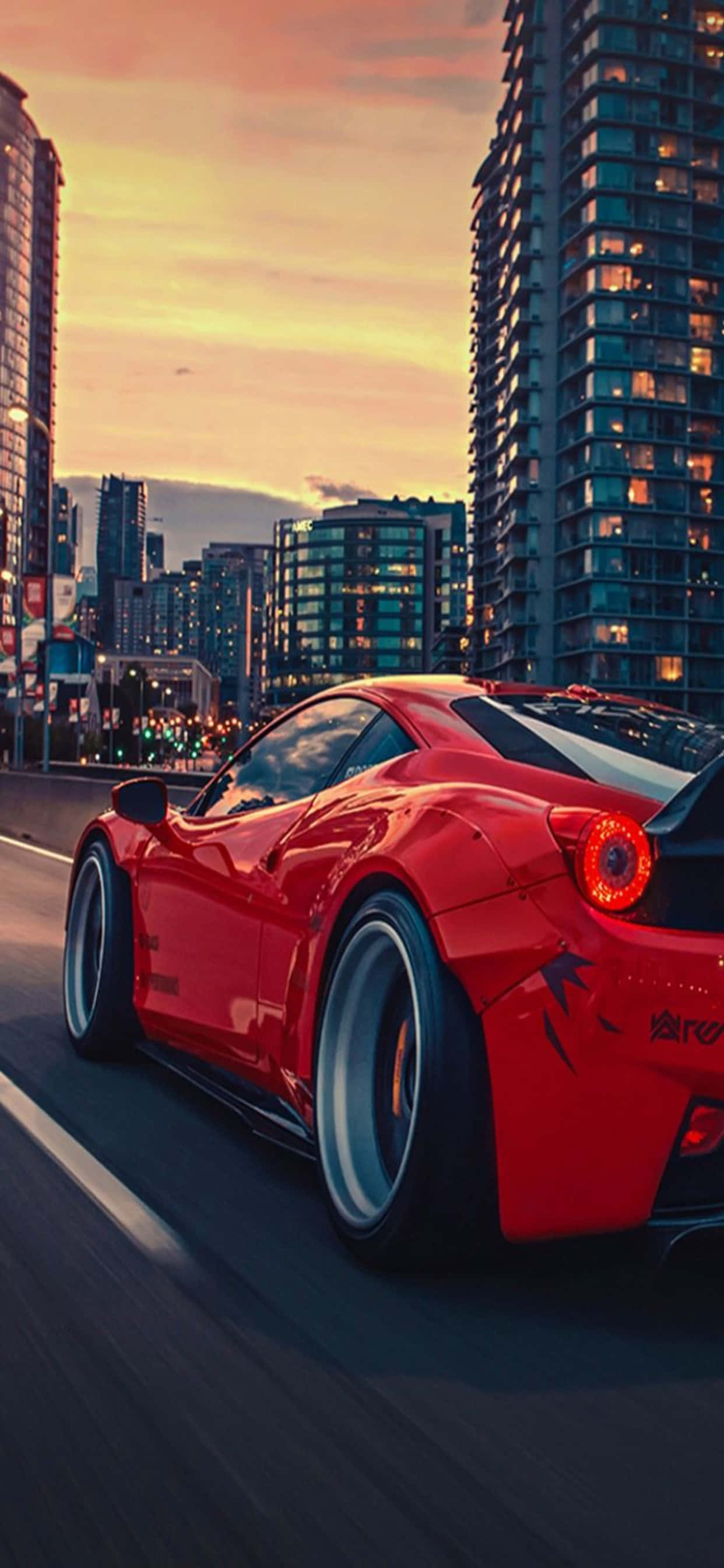 iPhone Xs Max フェラーリ 壁紙 光沢のある赤いフェラーリ458 壁紙