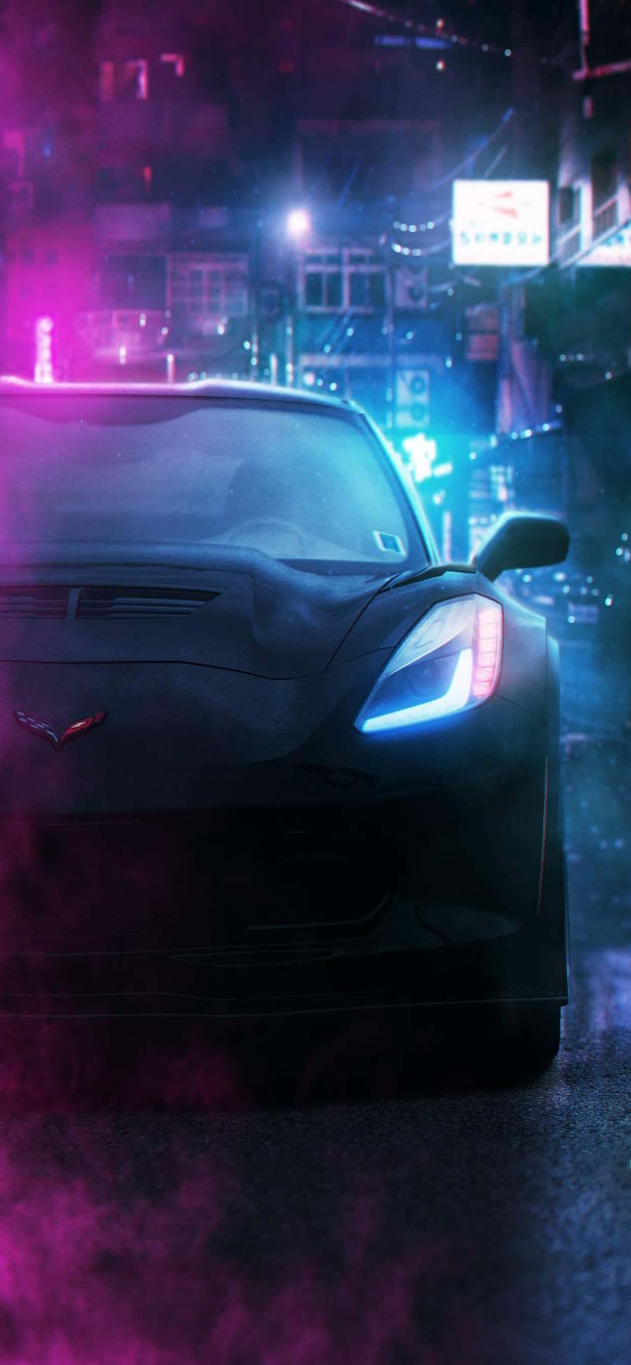 iPhone Xs Max Ferrari Background Black Ferrari Purple Smoke 壁紙