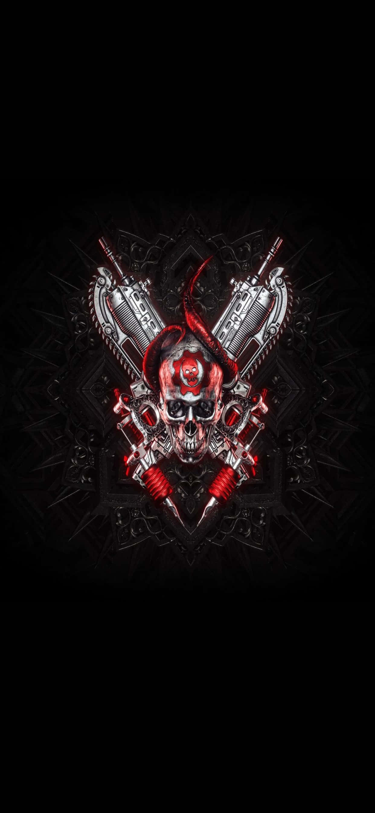 iPhone XS Max Gears of War 5 シンメトリカルロゴ背景 壁紙