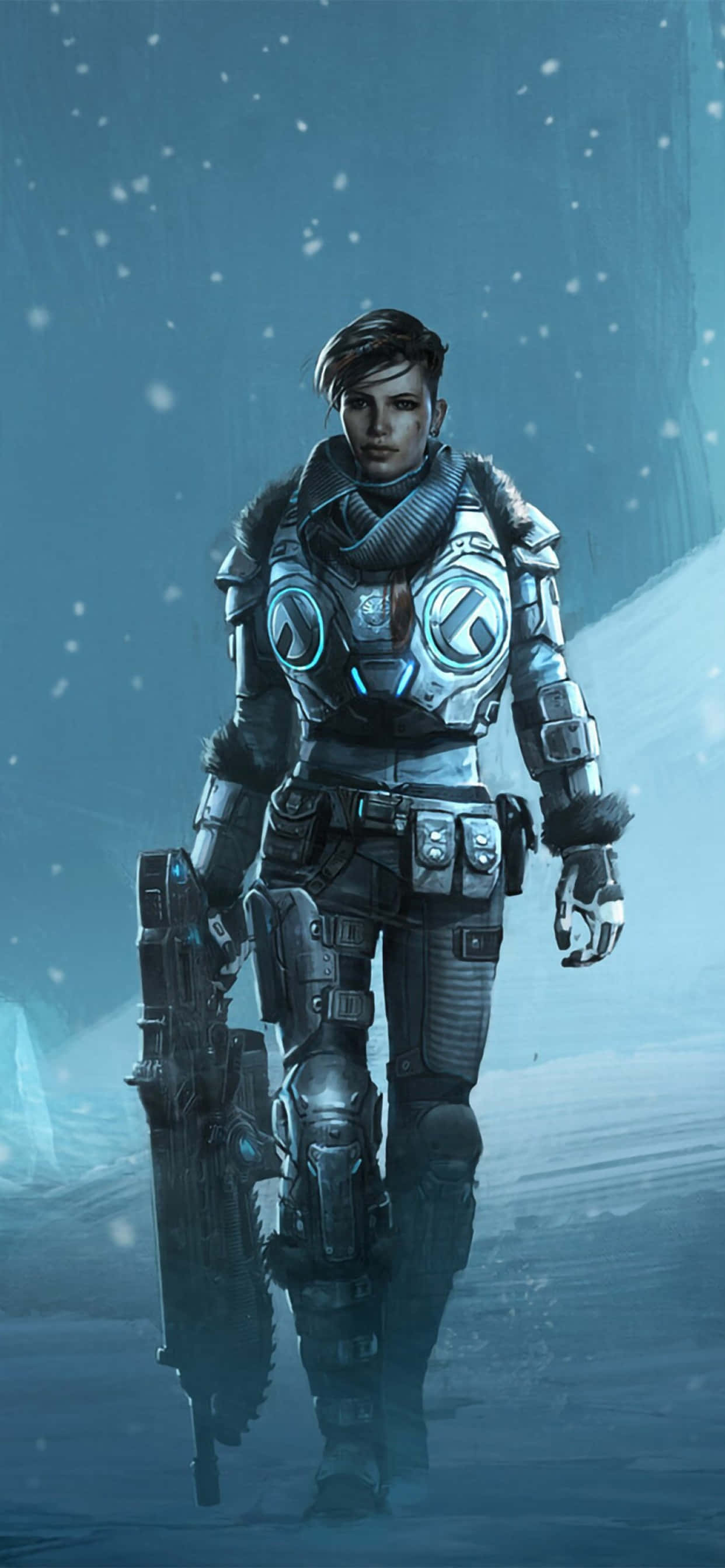 iPhone XS Max Gears Of War 5 ケイト・ディアズ雪上背景 壁紙