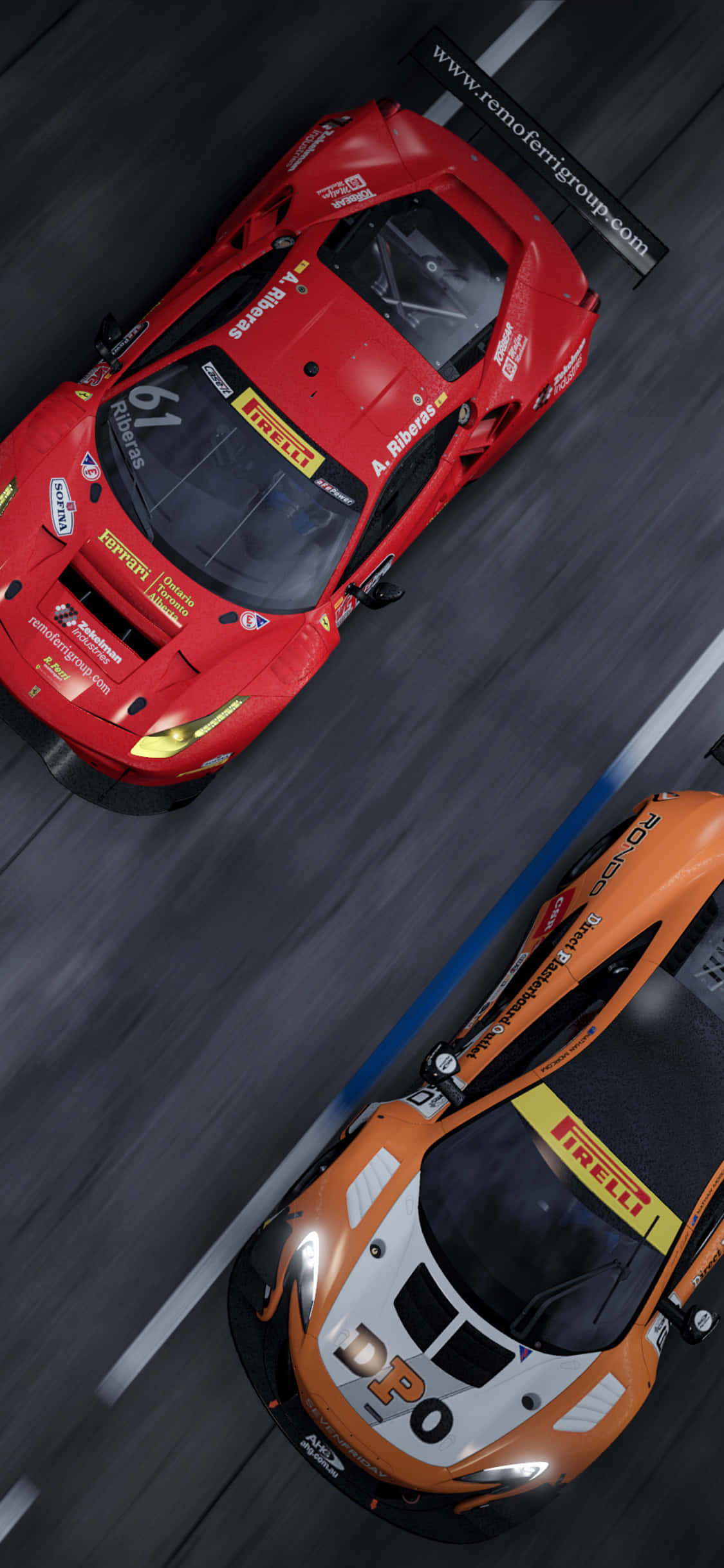 iPhone XS Max Project Cars 2 赤とオレンジのレースカー背景 壁紙