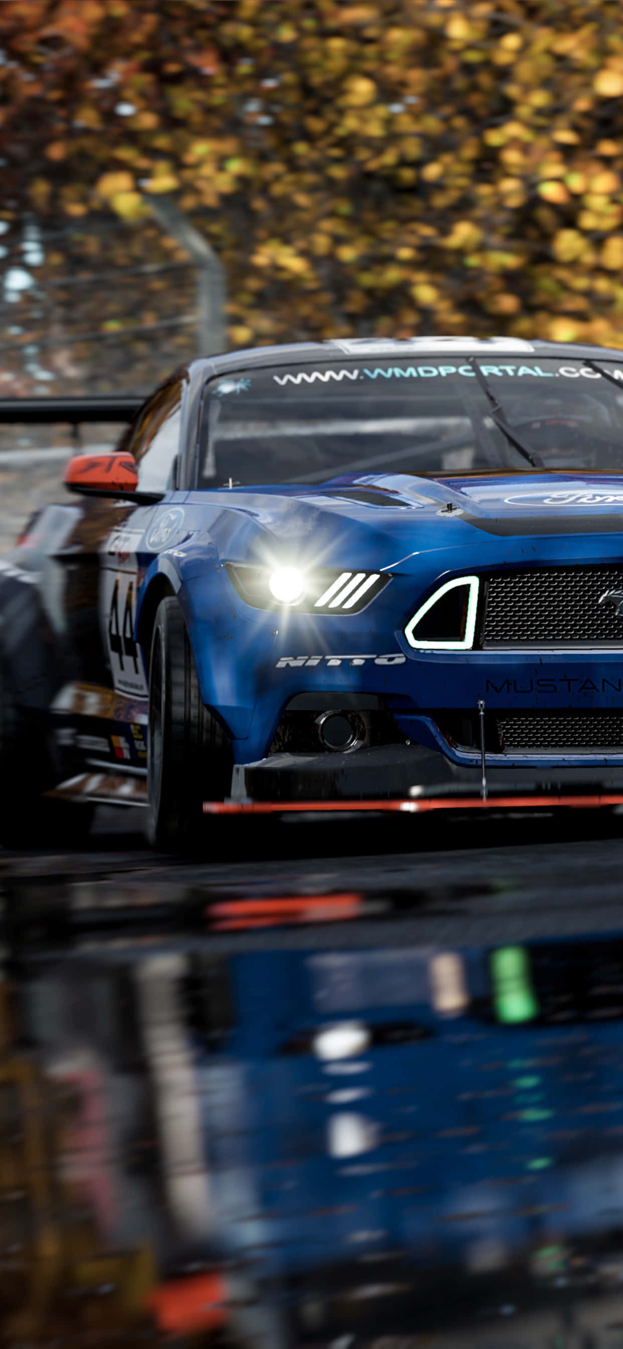 iPhone XS Max Project Cars 2 ブルー 2018 Ford Mustang 背景 壁紙