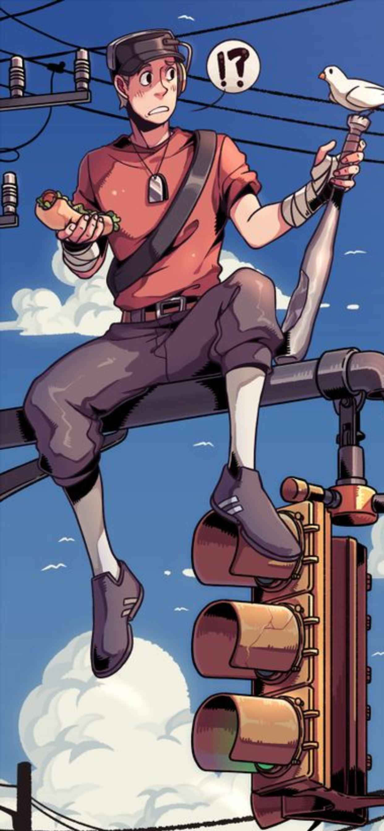 信号機の上のアニメーションスカウト iPhone XS Max Team Fortress 2 背景 壁紙