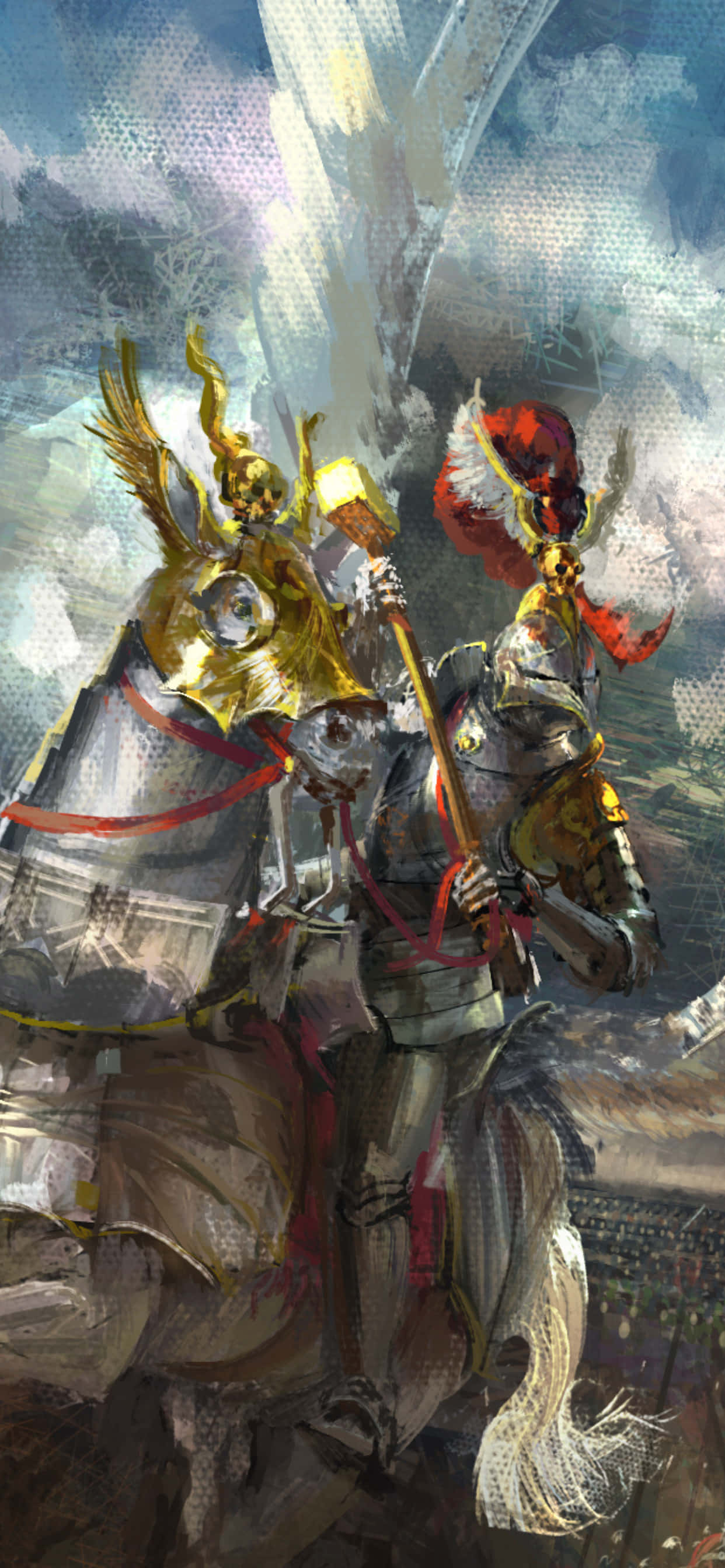 iPhone XS Max Total War Attila 騎士デジタルペインティング背景 壁紙