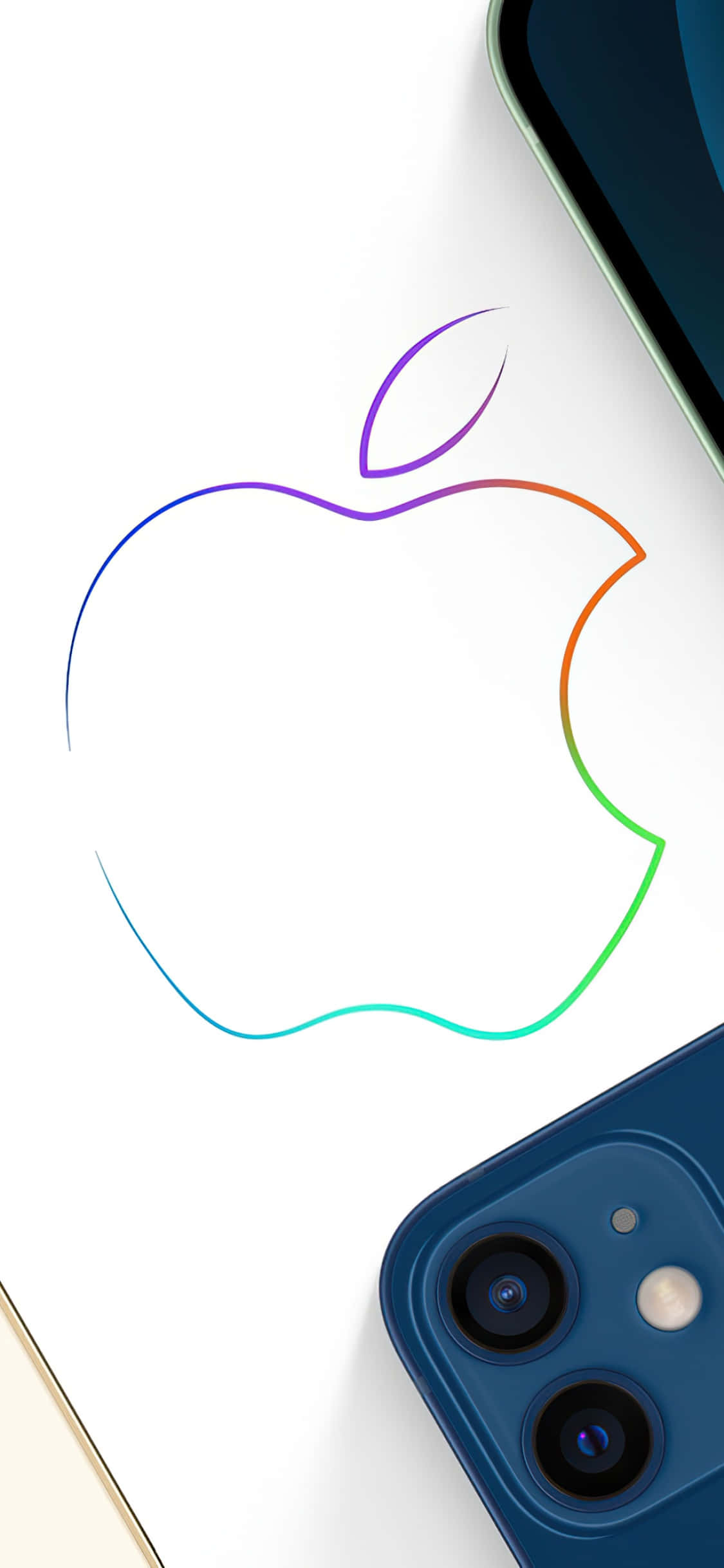 iPhone Xs Max アップル背景 カラフルな輪郭 壁紙