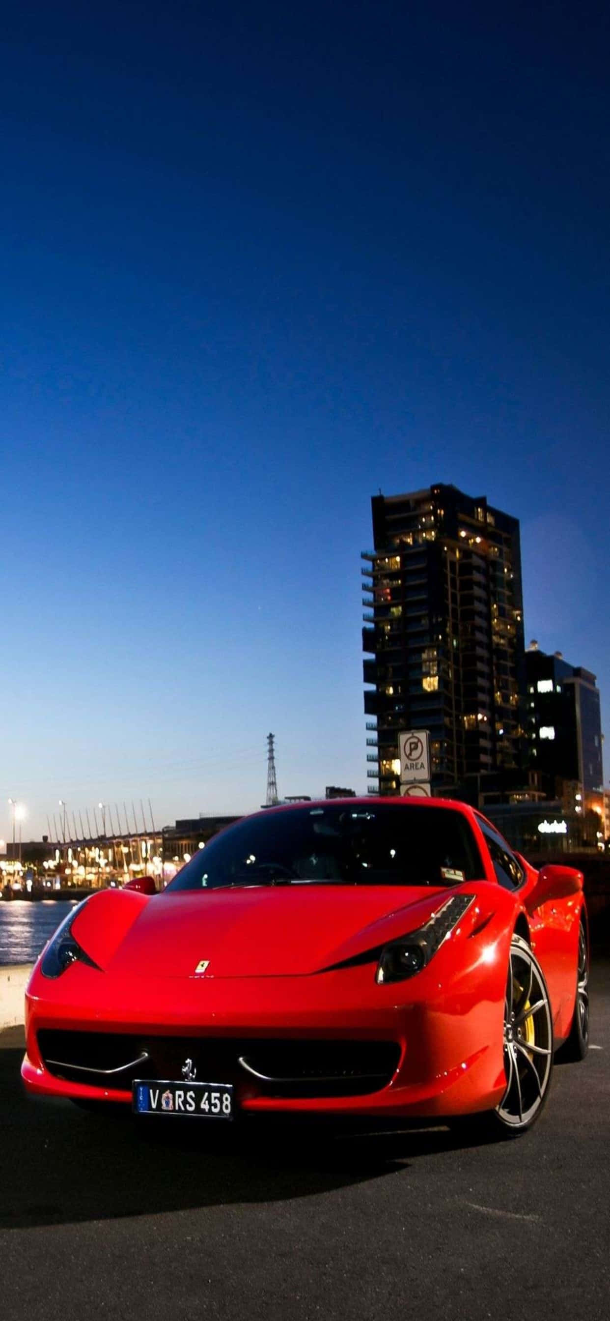 iPhone Xs Max フェラーリ 背景 グロッシーレッド フェラーリ 458 壁紙