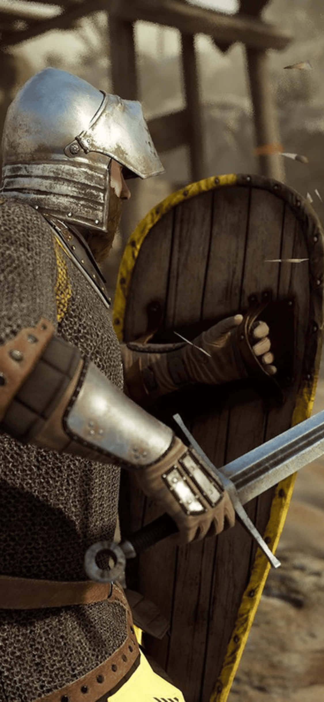 剣と盾を持つ iPhone Xs Mordhau 背景 壁紙